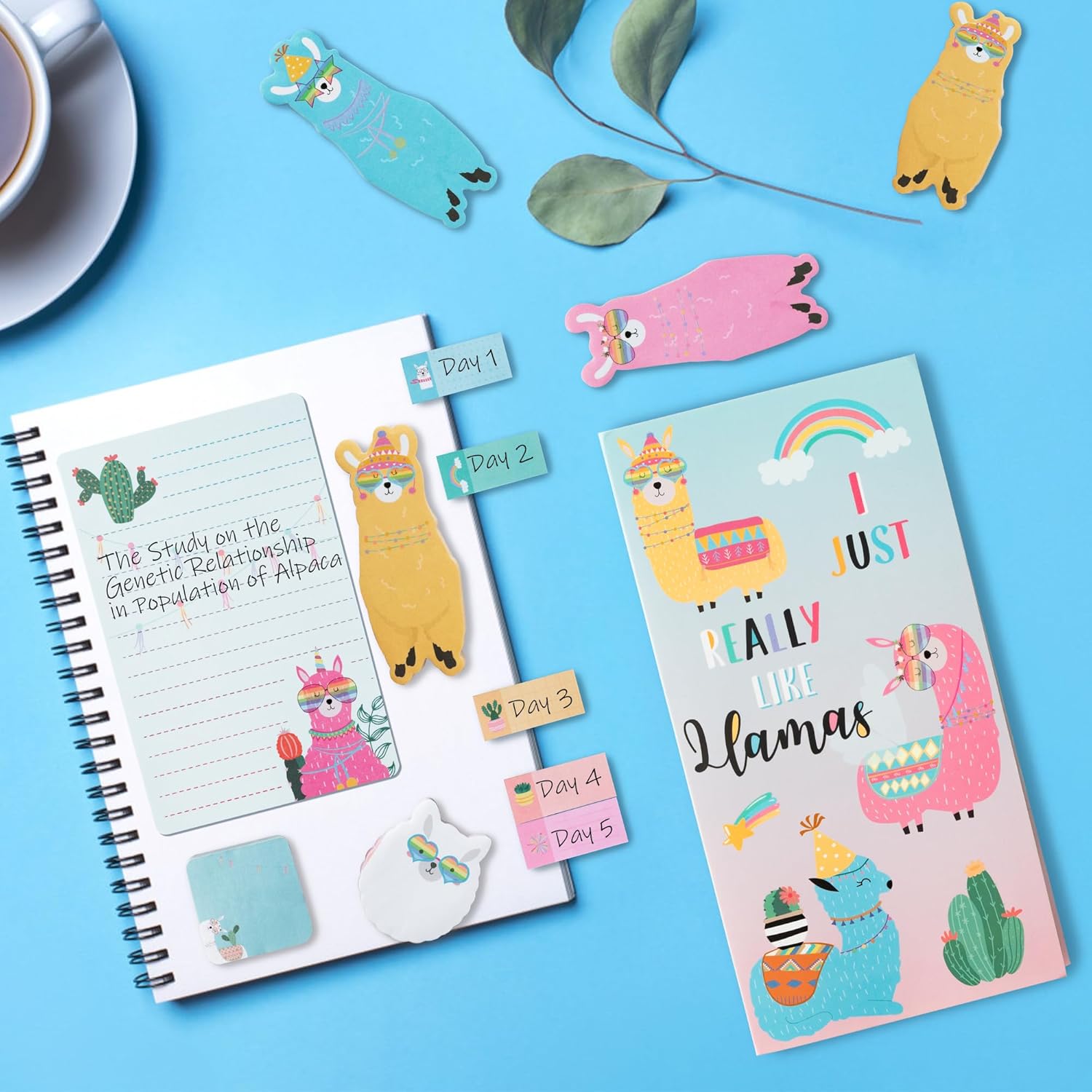 I Just Really Like Llamas – Juego de notas adhesivas, 550 hojas, lindas notas autoadhesivas de alpaca de dibujos animados, pestañas divisorias de