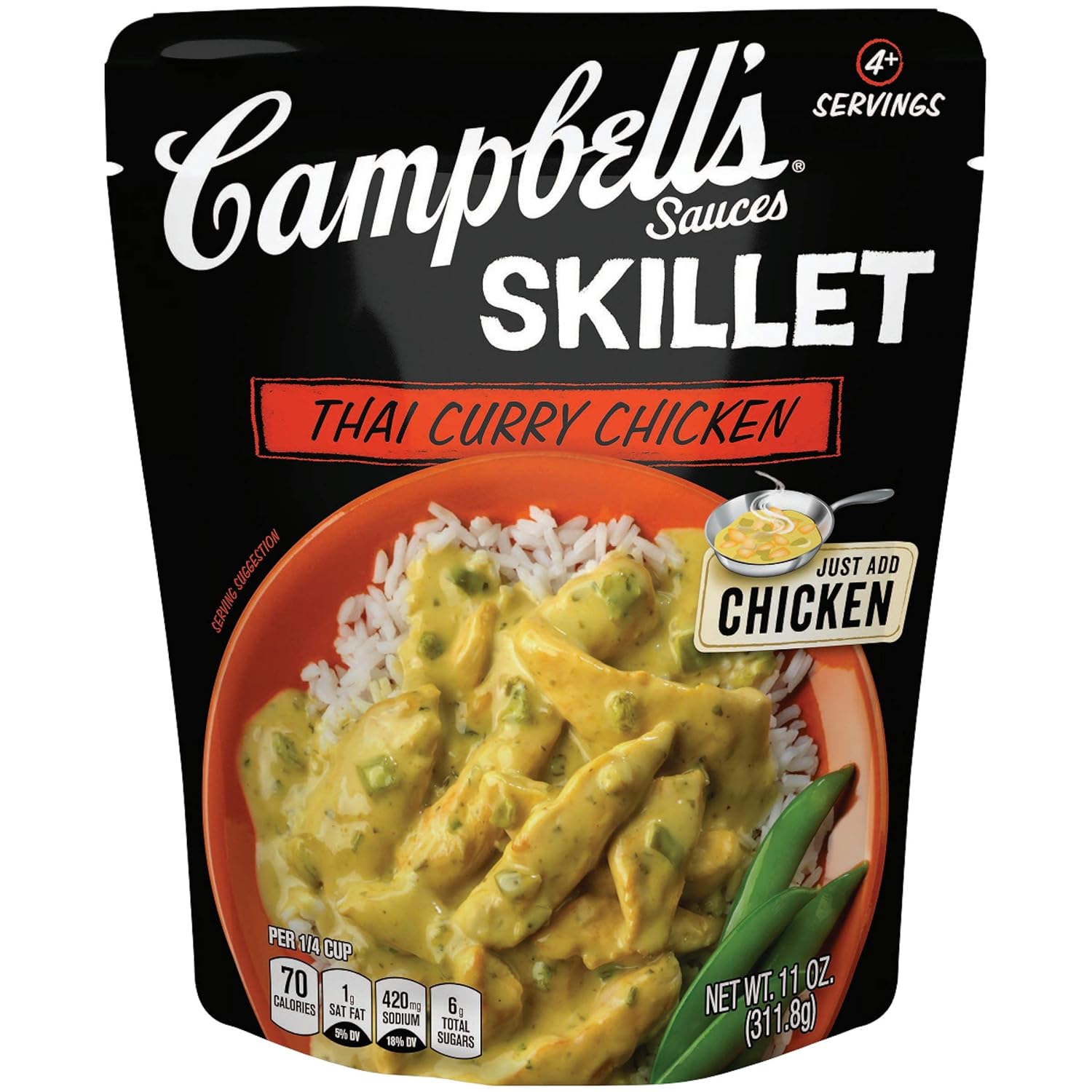 Campbell’s Sauces Salsas de sartén pollo al curry tailandés, 11 oz. – Paquete de 3