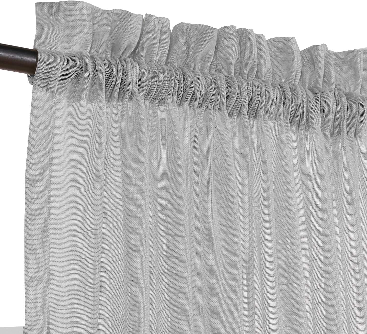 Turquoize Elegantes cortinas de lino para puerta francesa, paneles de cortina de filtrado de luz, panel de lino con bolsillo para barra, panel de