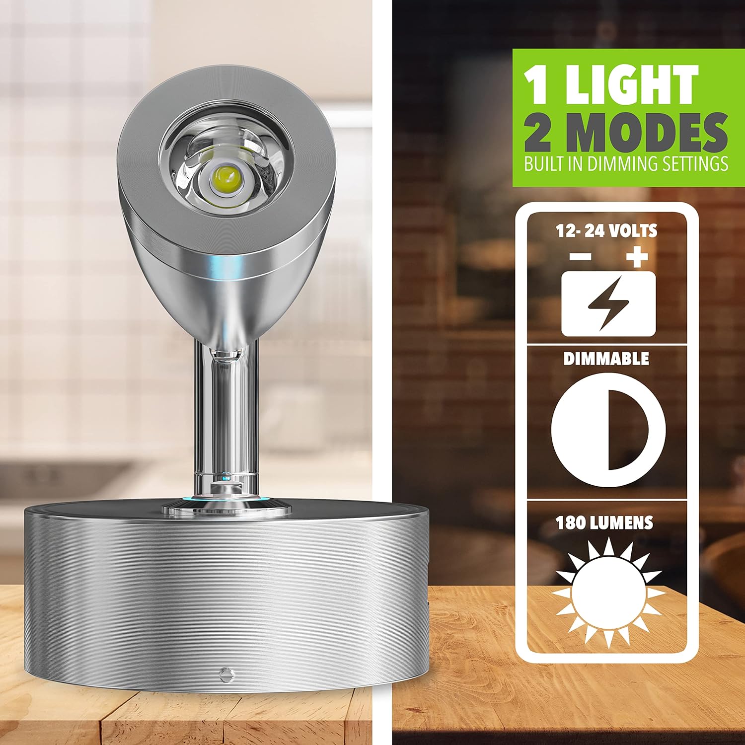 Leisure LED Luz de lectura de 4 pulgadas y 12 V RV con atenuación táctil LED ajustable para remolque, autocaravana, foco de iluminación interior,