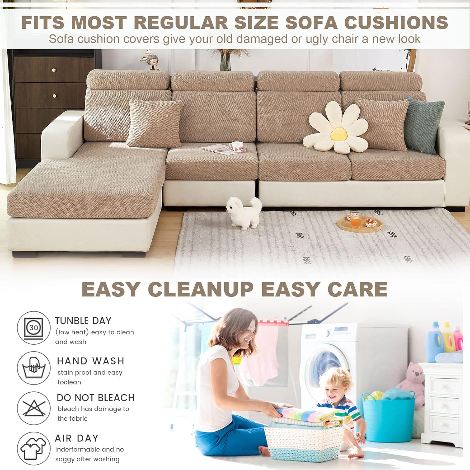 MINGPINHUIUS Fundas interiores para sofá con cojín separado funda universal de alta elasticidad, resistente al desgaste, para niños, familiares y