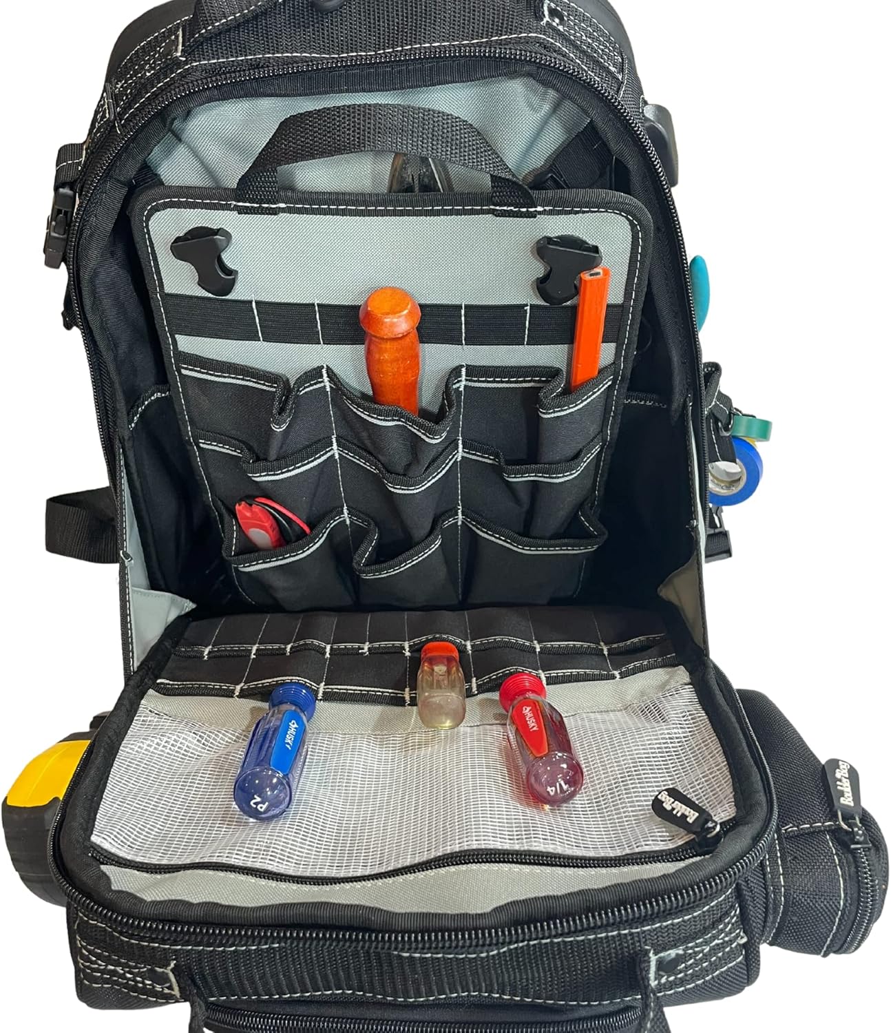 BOULDER Mochila de 80 bolsillos para herramientas  Mochila de herramientas para electricistas de alta resistencia, bolsa de herramientas duradera,