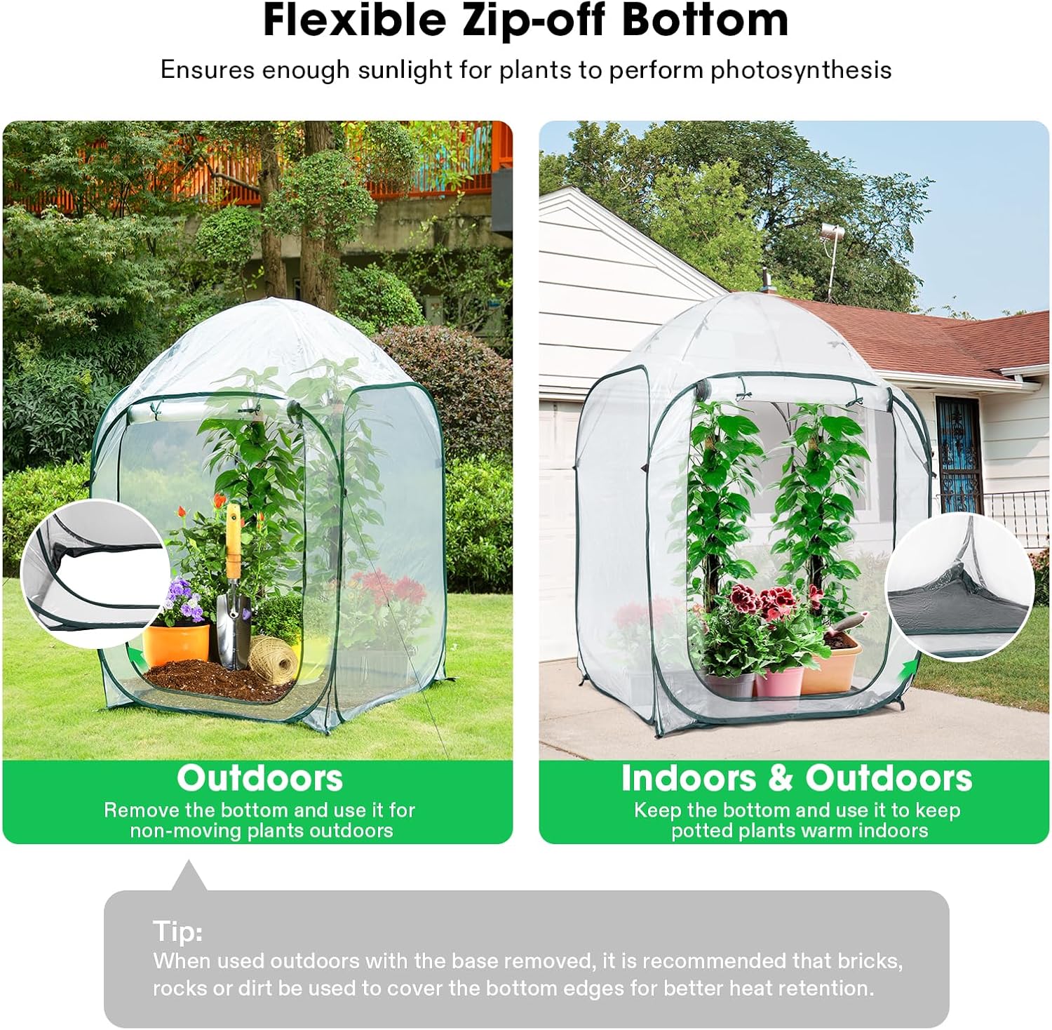 VIVOSUN Invernadero portátil de 39 x 39 x 63 pulgadas, con cubierta de PVC y base desmontable, desplegable y plegable instantáneo, mini invernadero