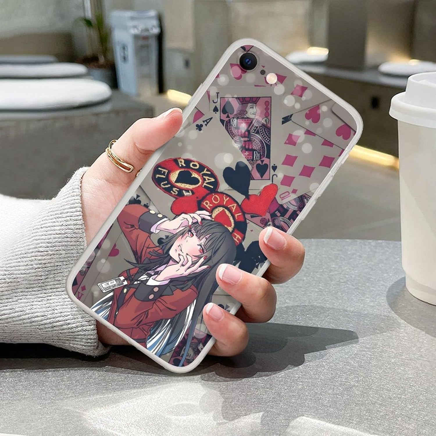 DOUKI Clear Soft Full Body Protective Transparent Shockproof TPU Matte Cover Phone Case for Samsung Galaxy A32 5G,Anime Poker Girl Jabami Yumeko