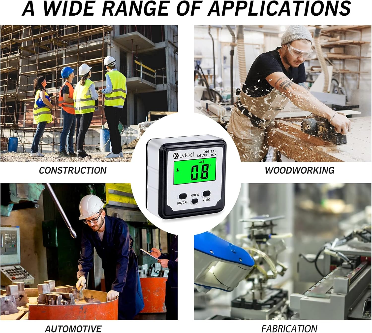 Herramienta digital de búsqueda de ángulos, medidor de ángulo Lytool Herramienta de nivel electrónico con nivel de burbuja y base magnética,