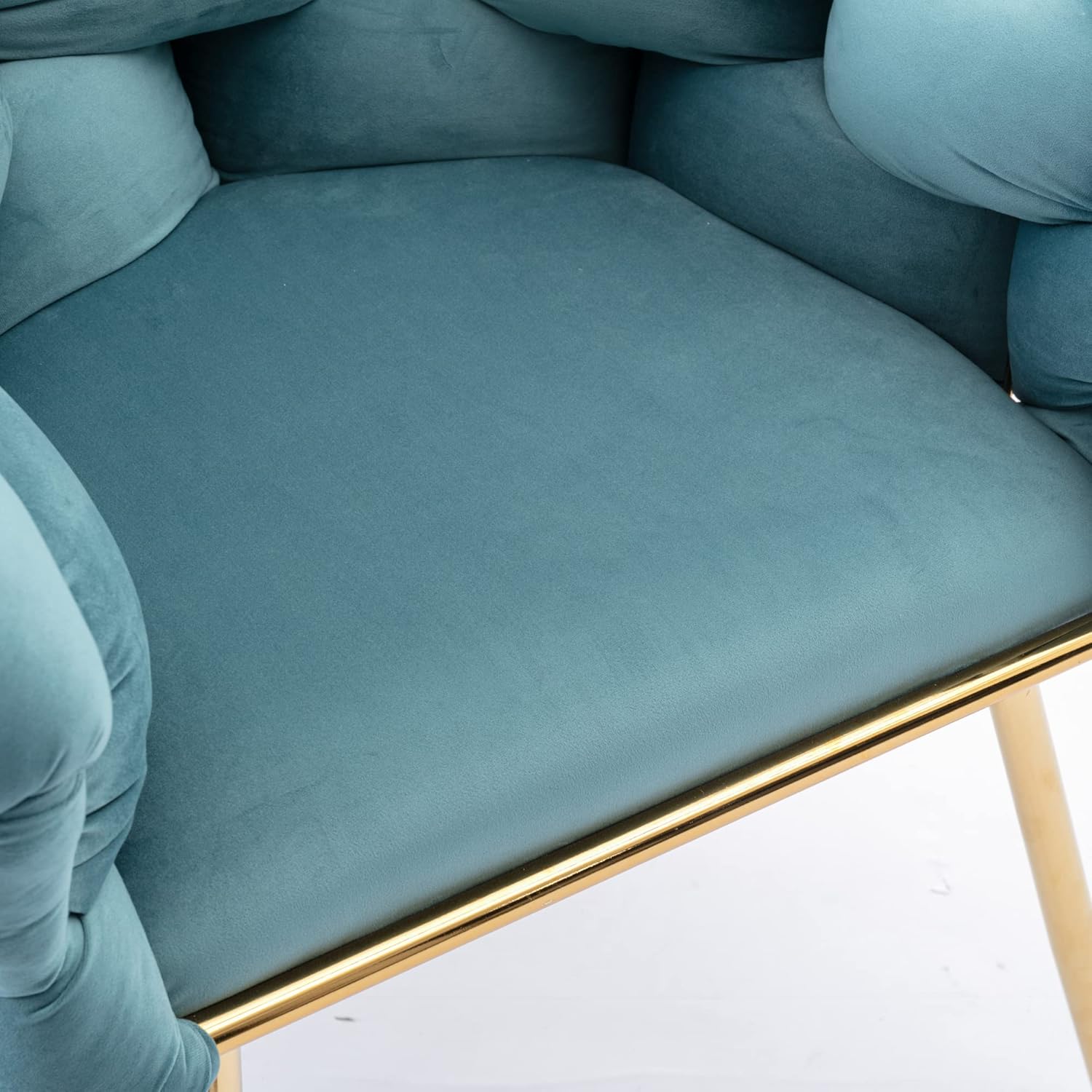 Gangnamri Silla decorativa moderna de terciopelo, silla de comedor con patas mentales doradas, sillón tejido de ocio para sala de estar, dormitorio,