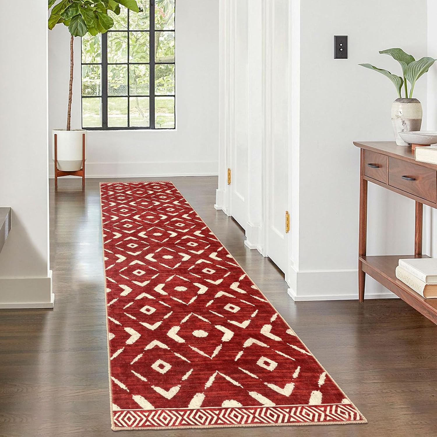 KILOCOCO Alfombra de pasillo de 2 x 8 pies, lavable, antideslizante, de pelo corto, para dormitorio, cocina, sala de estar, baño, alfombra bohemia,
