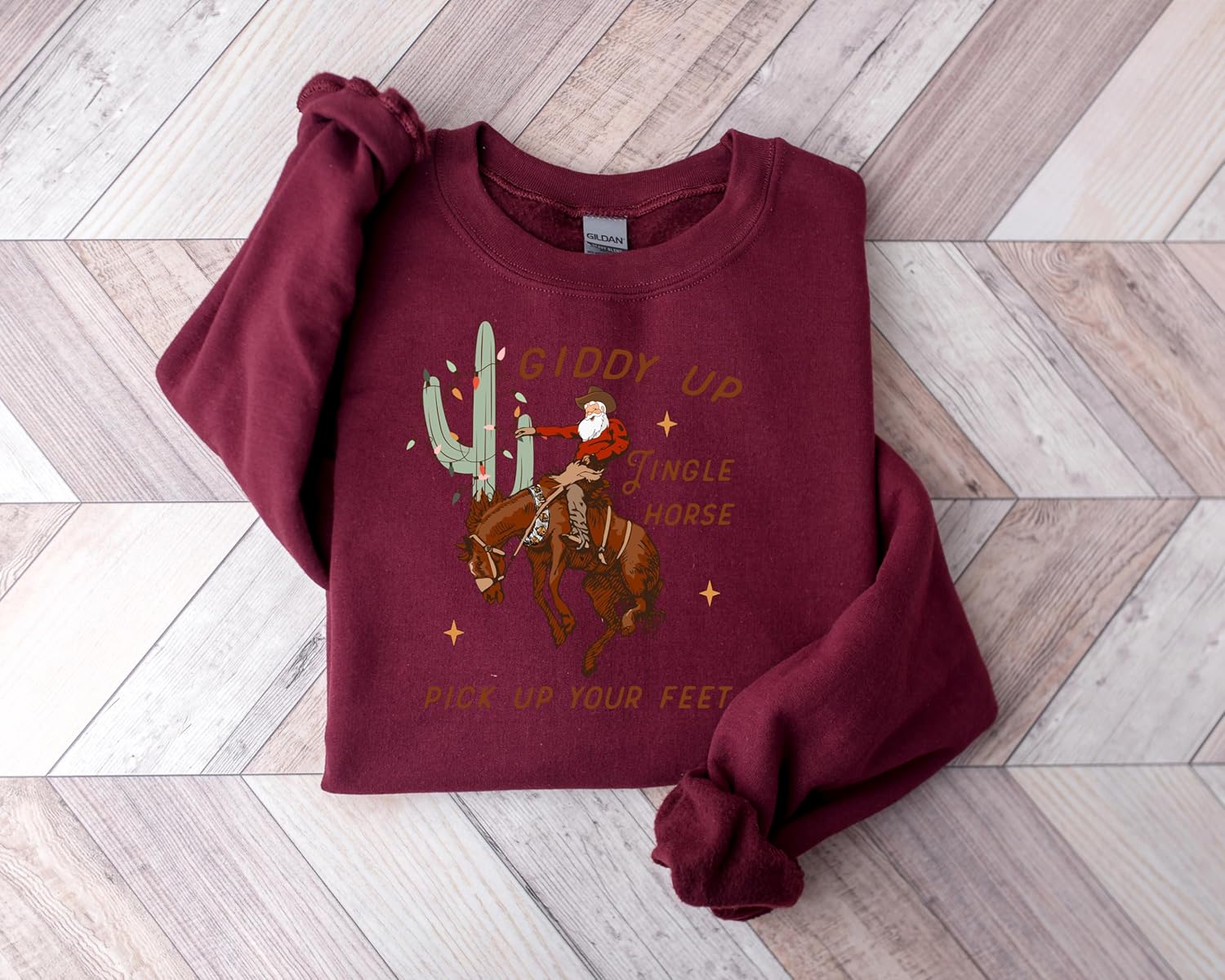 Cowboy Christmas Sweater, Giddy Up Jingle Horse Pick Up Your Feet, Howdy Country Christmas Horse, Cowgirl Shirt, Christmas Sweatshirt