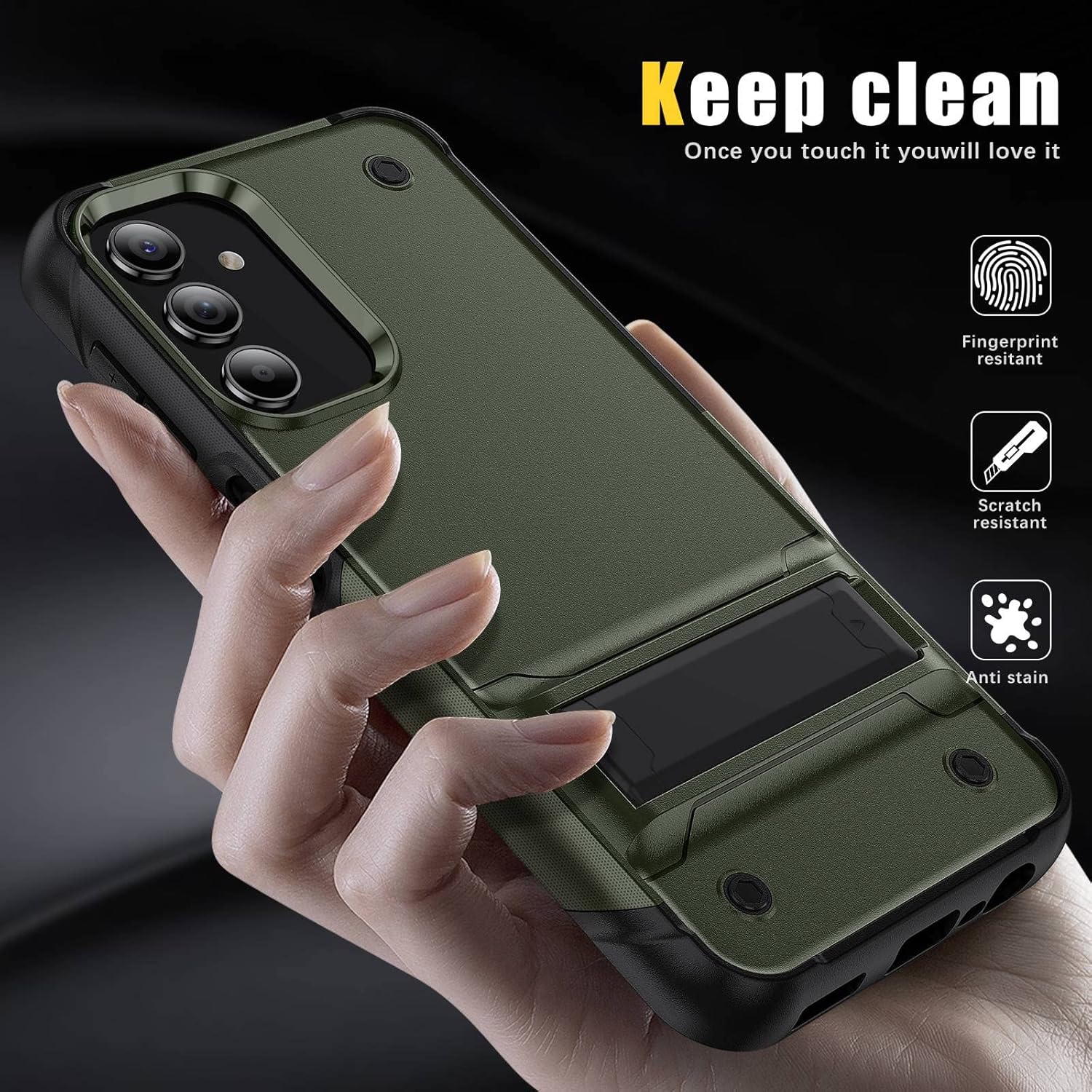 YmhxcY Funda para Samsung Galaxy A54 5G con soporte y 2 protectores de pantalla a prueba de explosiones, grado militar a prueba de golpes, para