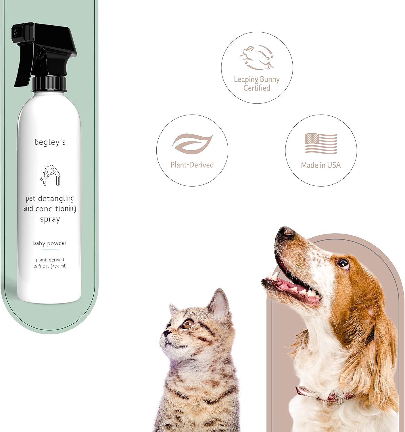 Begley’s Natural Pet – Aerosol desenredante perfumado de aceite esencial de primera calidad para perros, cachorros y gatos, acondicionador sin
