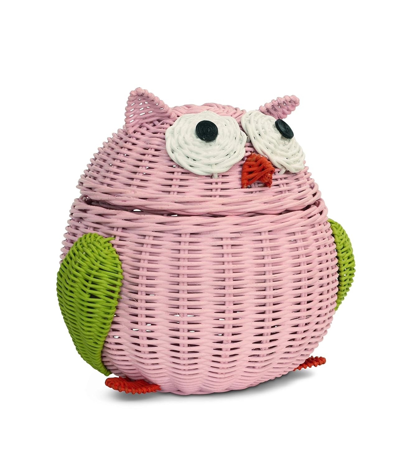 G6 COLLECTION Cesta de almacenamiento de ratán con tapa, papelera decorativa para decoración del hogar, organizador de estantes tejido a mano, lindo