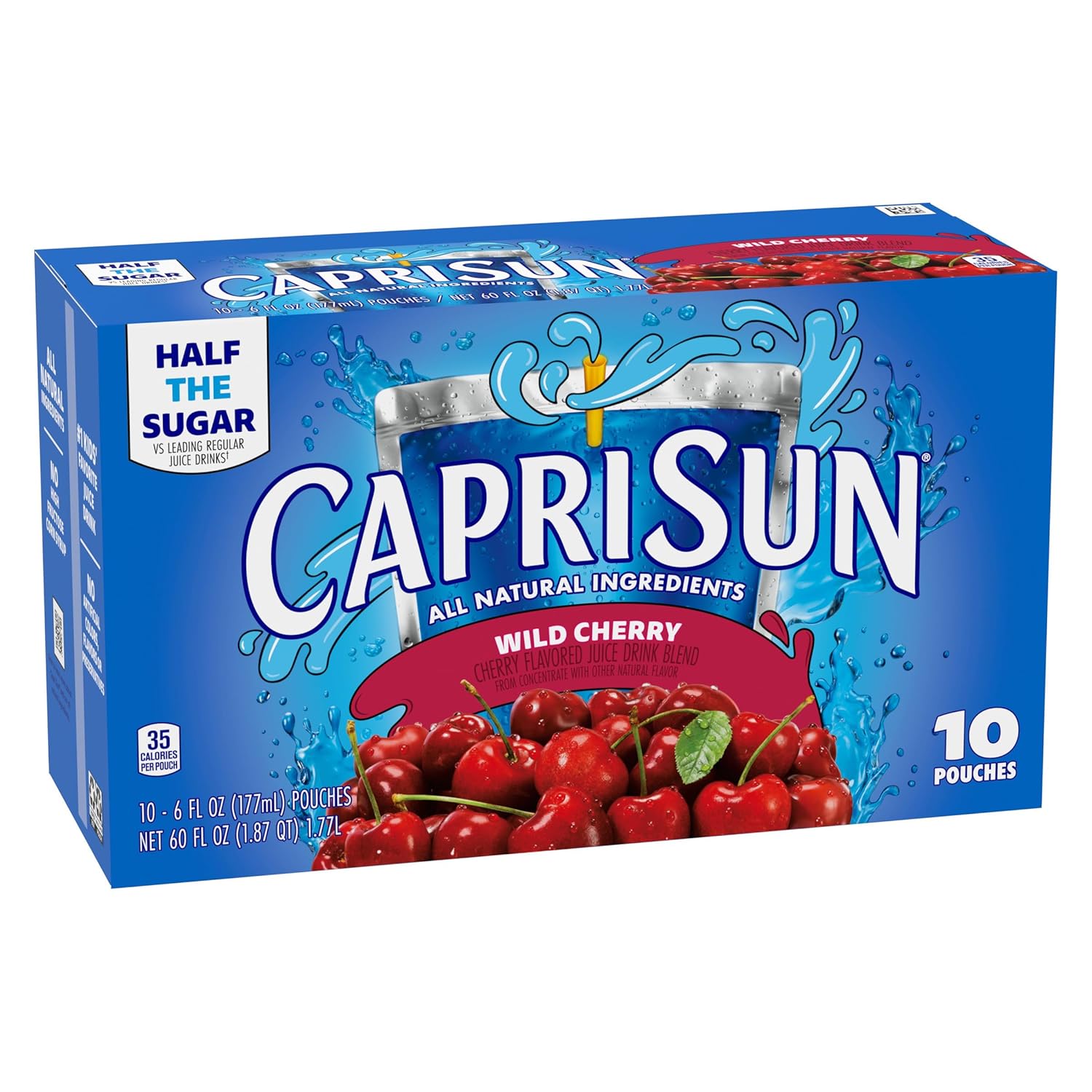 Capri Sun Wild Cherry – Mezcla de bebida de jugo para niños con sabor natural (caja de 10 unidades, bolsas de 6 onzas líquidas)