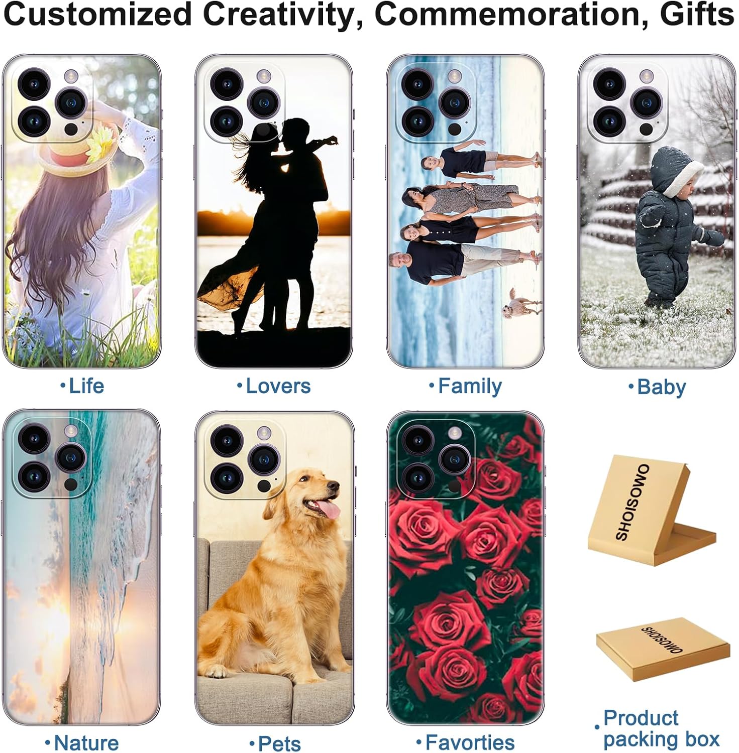 SHOISOWO Funda de teléfono con foto personalizada, con iPhone 15 14 13 12 11 Pro Max Plus Mini XR XS X, diseño de imagen personalizada tu propia