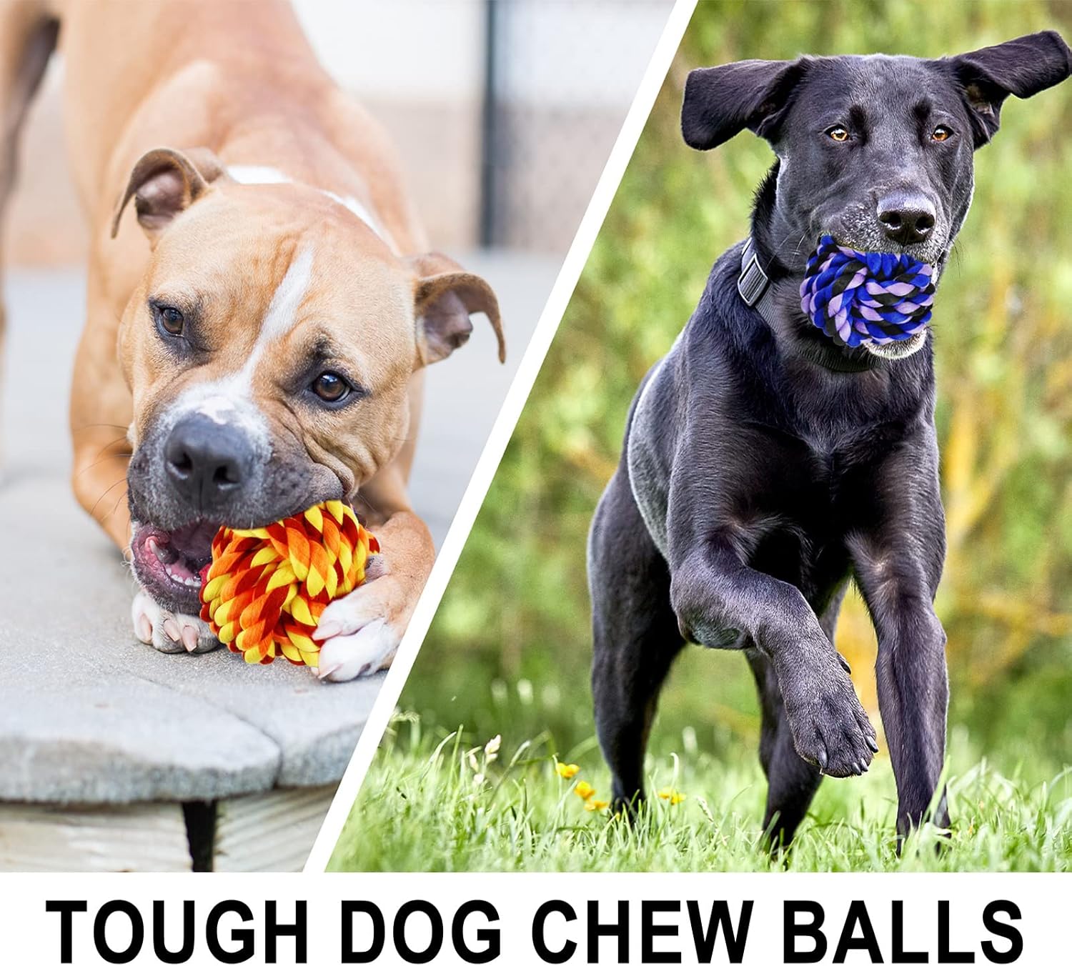 Juguetes masticables para perros grandes para masticadores agresivos, paquete de 6 bolas de perro casi indestructibles para perros grandes, juguete