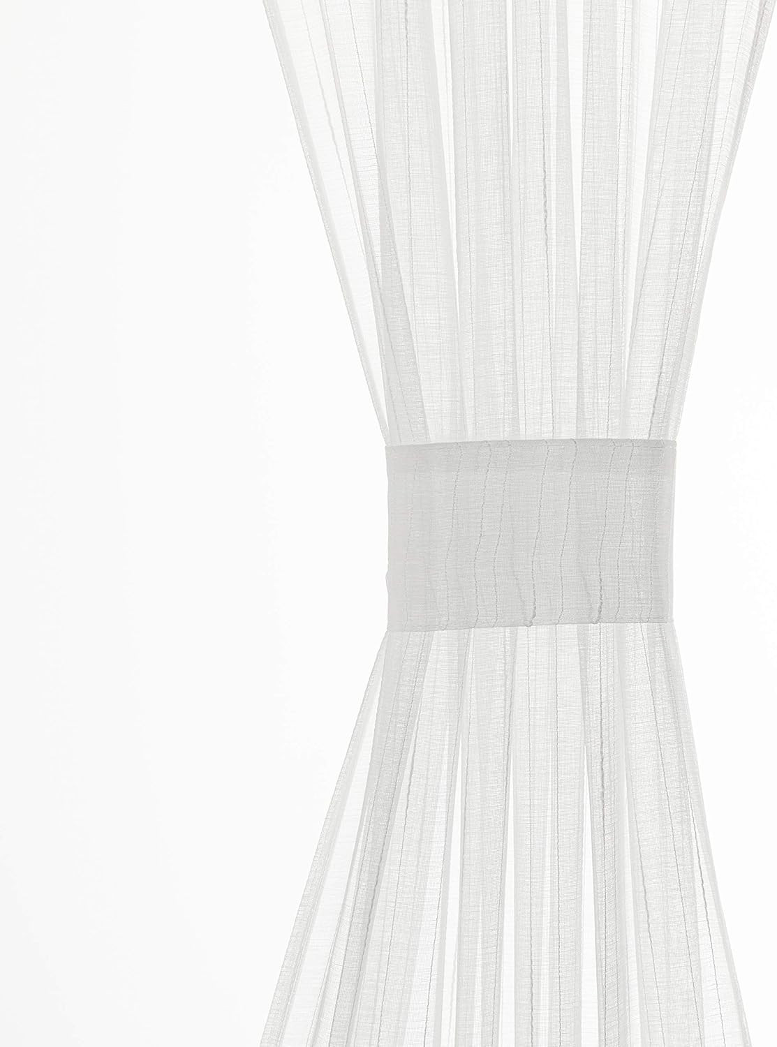 Aquazolax – Cortinas de puerta francesas a rayas blancas transparentes para puertas de cristal de patio, ventanas