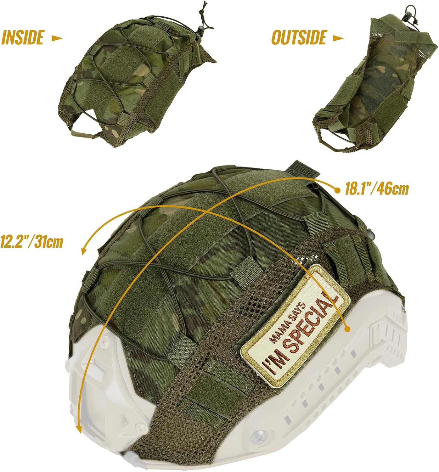 OneTigris Funda para casco, cubierta táctica de tela multicámara para casco rápido en talla L o ML, XL o LXL, casco de golpes en talla XL o LXL –