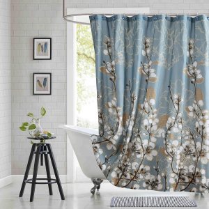 Cortina de ducha de tela floral, cortina de ducha azul, cortinas de ducha de flores botánicas para baño, cortinas de baño impermeables, 72 pulgadas Cortina de ducha de tela floral, cortina de ducha azul, cortinas de ducha de flores botánicas para baño, cortinas de baño impermeables, 72 pulgadas