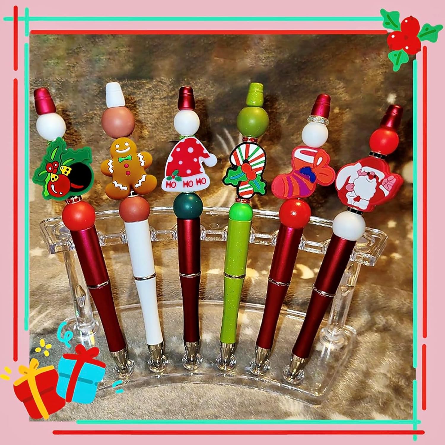 Cuentas focales de silicona de Navidad, cuentas focales de silicona de Navidad para bolígrafos, personajes, cuentas focales de silicona de Navidad