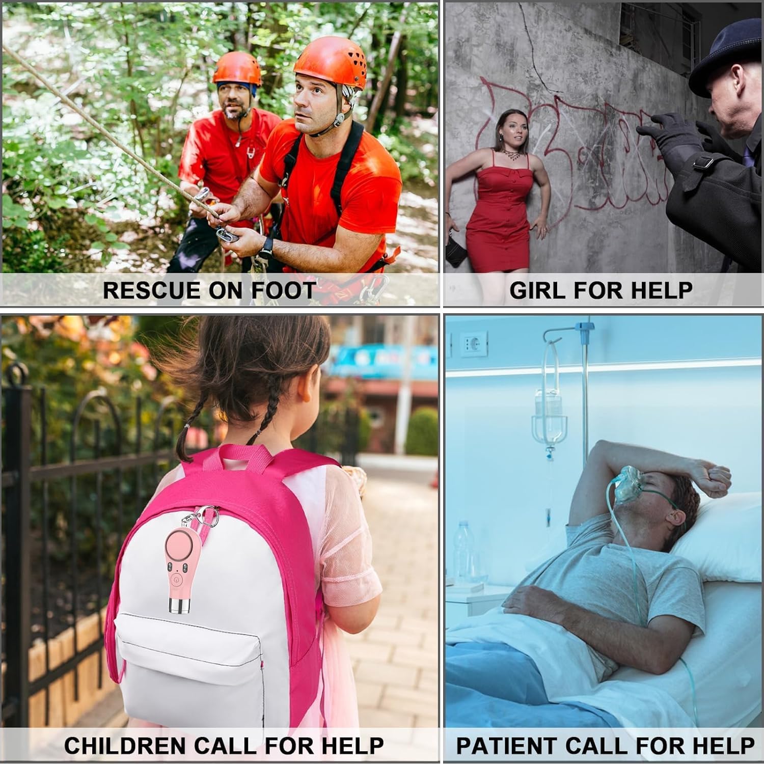 FUVISION Alarmas personales para mujer, alarma de seguridad personal para mujeres, alarma personal con sirena de 135 DB, luces de calentamiento