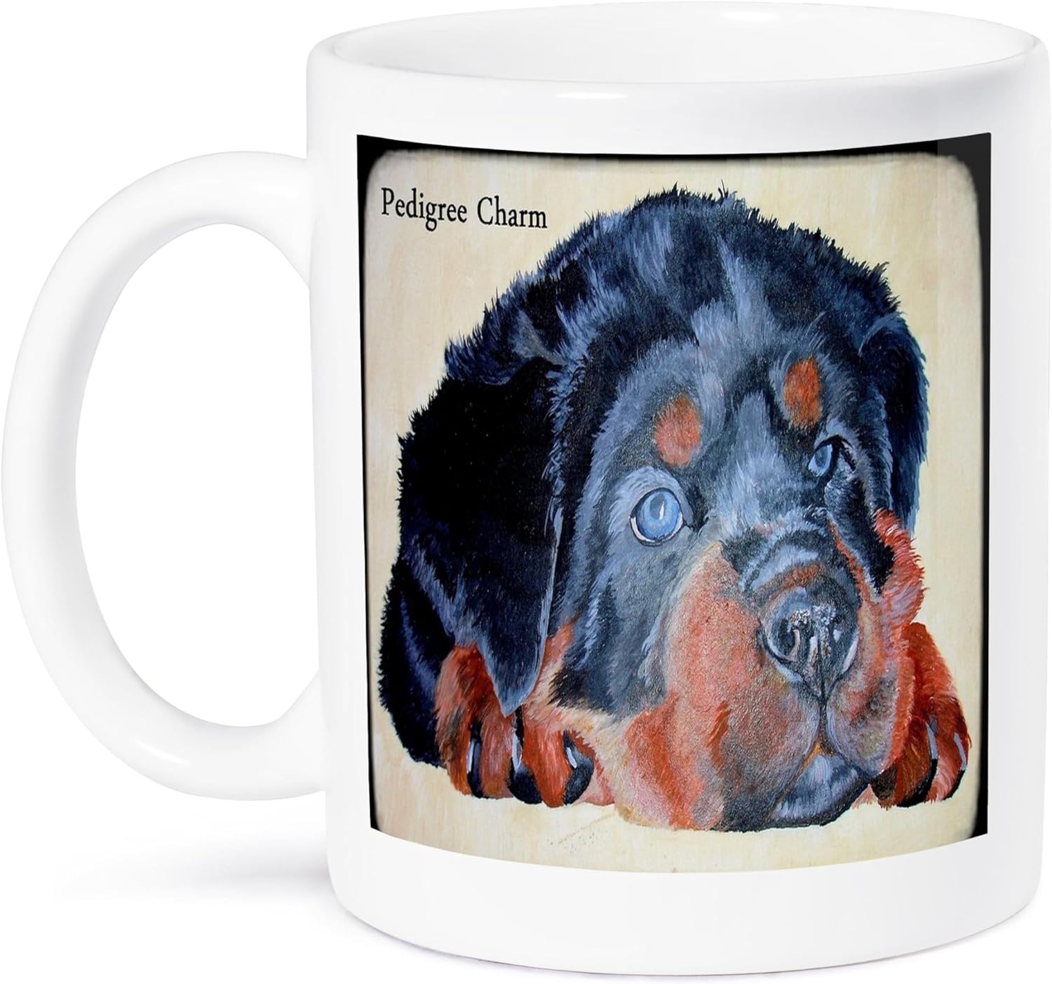 3dRose Pedigree Charm- humor, dog, dogs, rottweiler, rottie, rotties,… – Mugs (mug_78690)