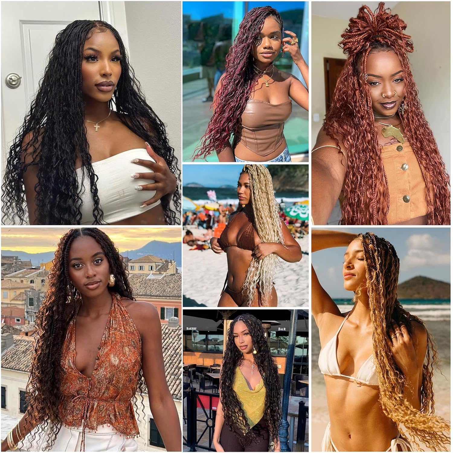 QRHSUKA Pelo de ganchillo Ocean Wave de 24 pulgadas, 3 paquetes de cabello rizado ondulado profundo para mujeres negras, trenzado de ganchillo
