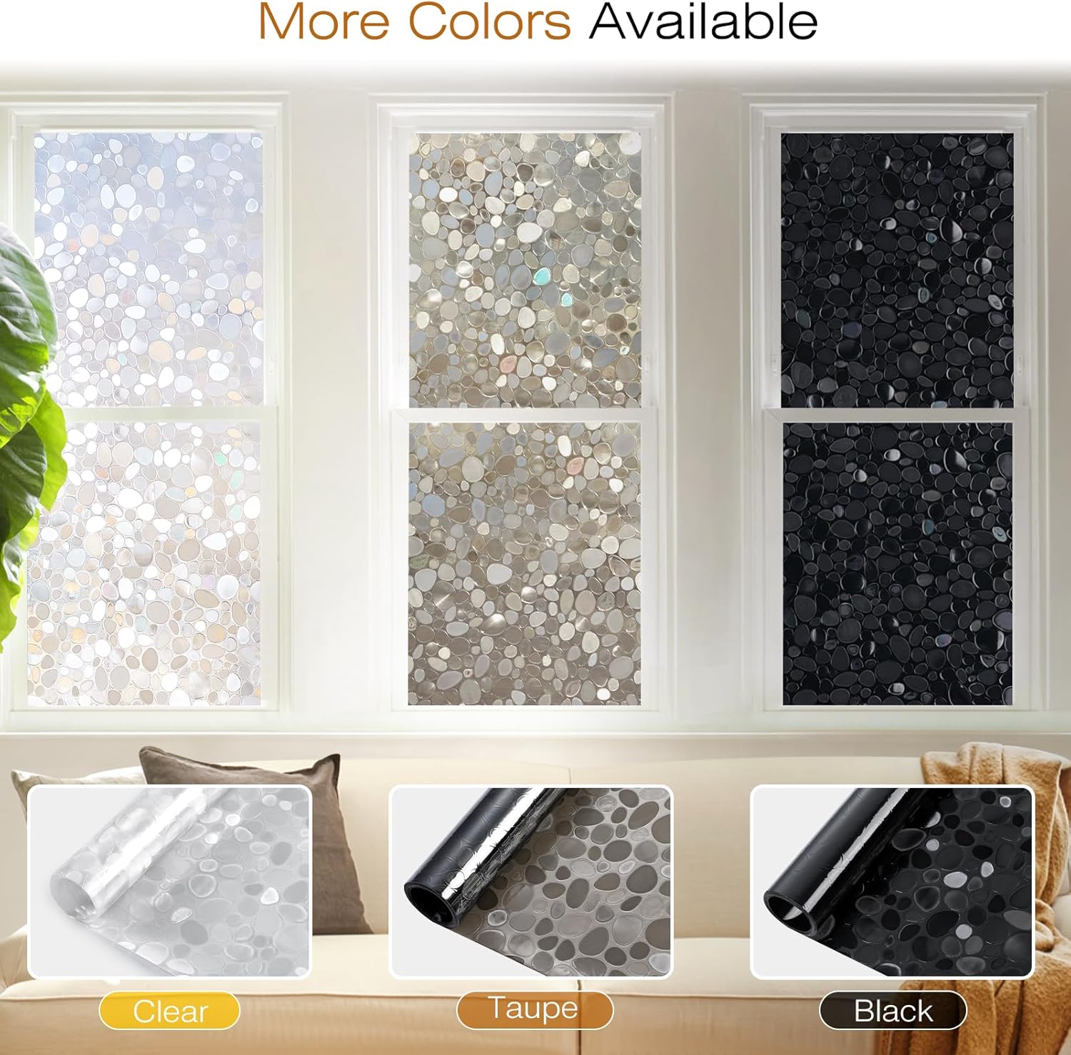 rabbitgoo Película de privacidad para ventana, adhesivos decorativos para ventanas, con bloqueo UV, adherencia estática, no adhesivas, vinilo para