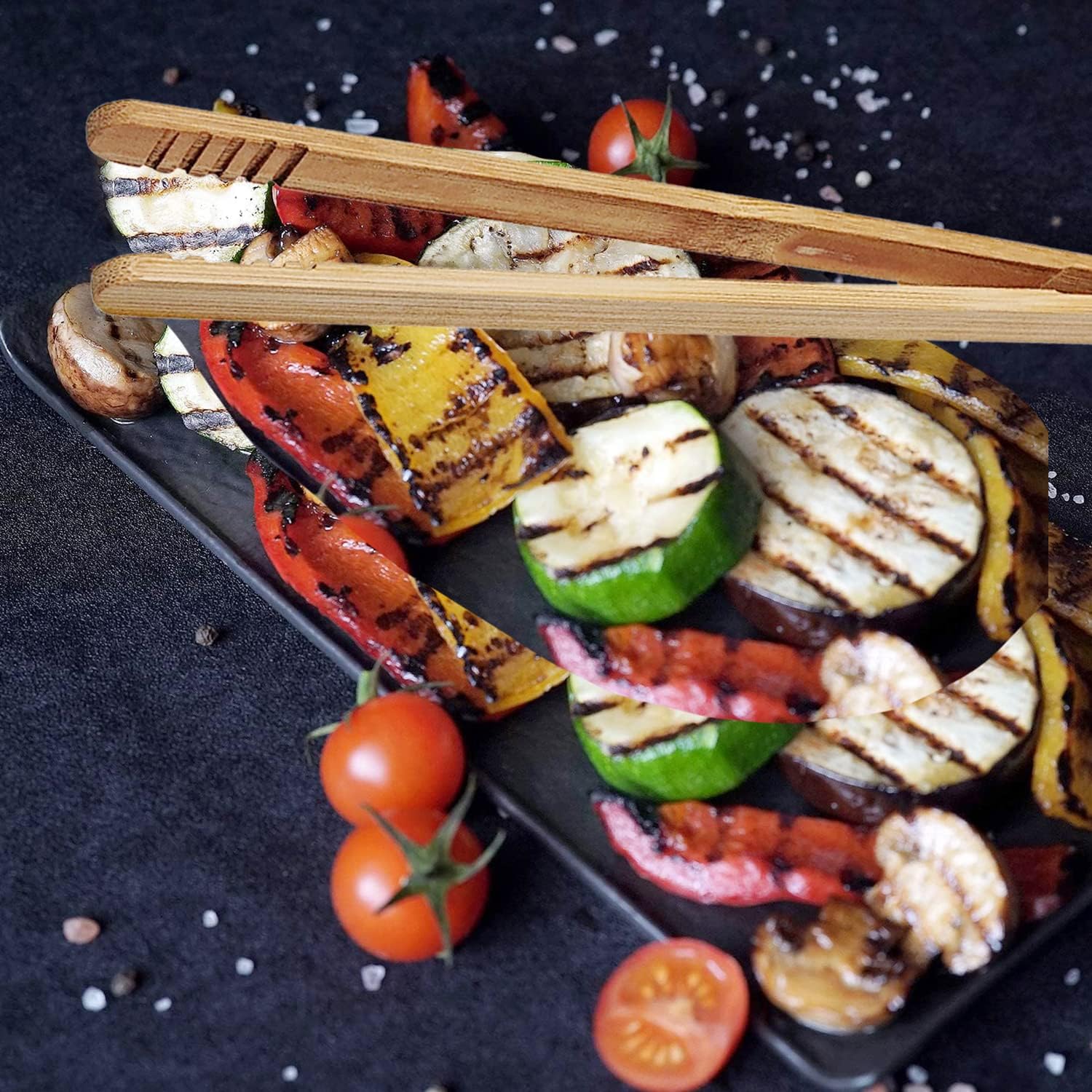 12 pinzas de bambú de 7 pulgadas para servir magdalenas de pepinillos, ensalada de frutas de queso, tostadas y pan