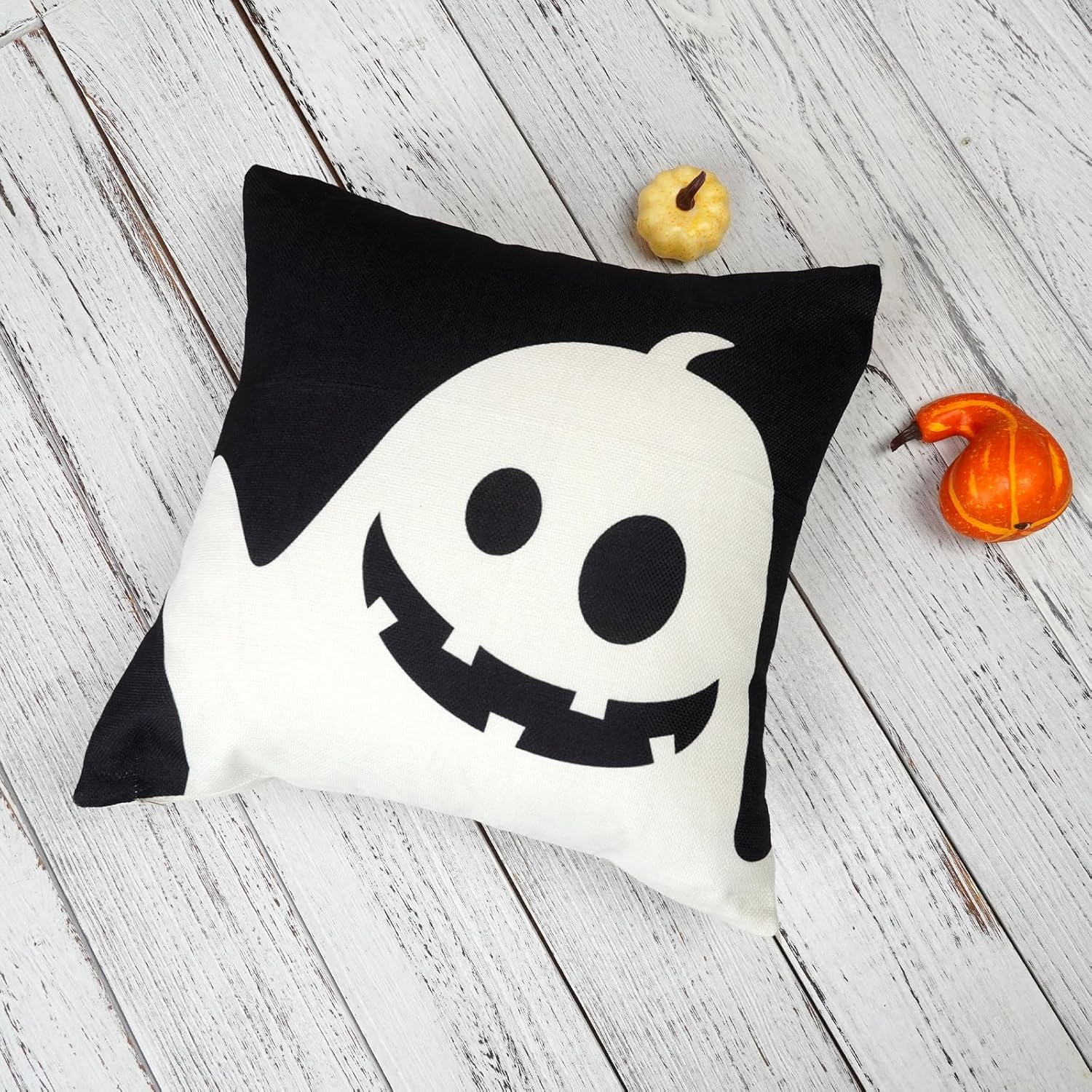 ONWAY Juego de 2 fundas de almohada decorativas de Halloween de 16 x 16 pulgadas, diseño de calabaza fantasma, para otoño, casa de campo, patio,