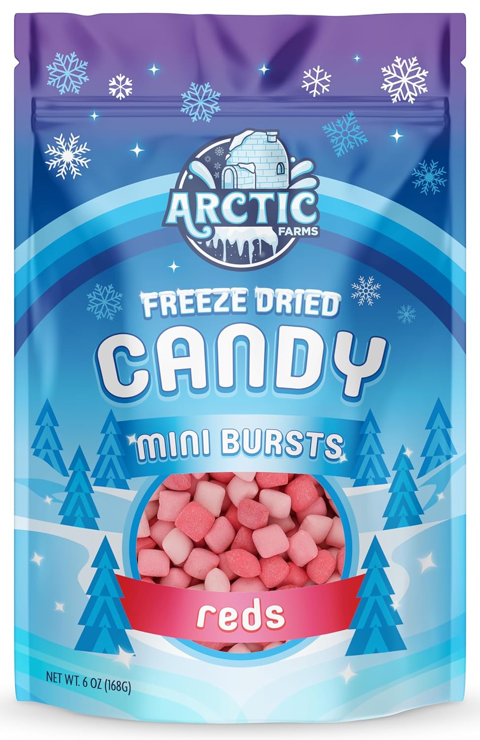 Arctic Farms Mini almohadas de caramelo liofilizado en bolsa y en caja (rojo favorito) + caramelo Starburst gratis