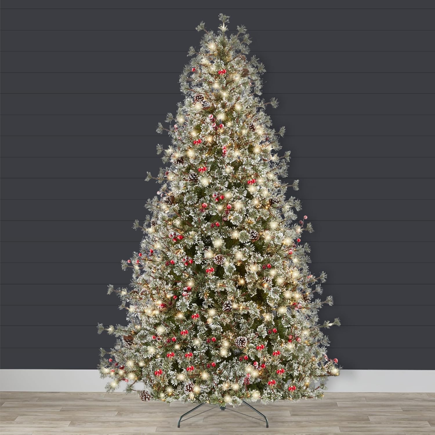 Best Choice Products Árbol de Navidad de pino de cachemira preiluminado de 7.5 pies, decoración navideña artificial semiflocada de alta calidad con