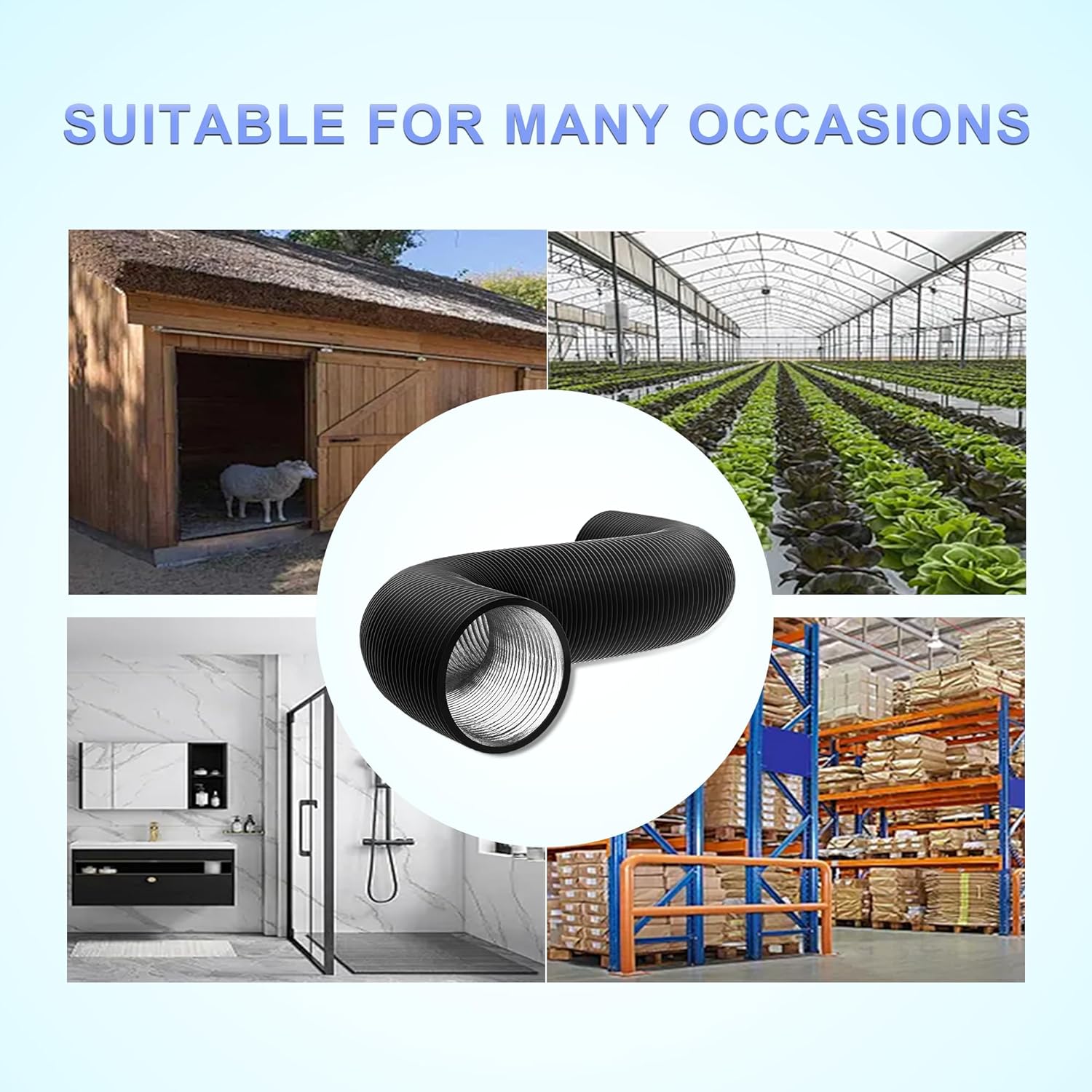 Conducto de aluminio flexible de 6 pulgadas, manguera de ventilación de secadora de 4 capas de protección para calefacción, ventilación y escape, 2