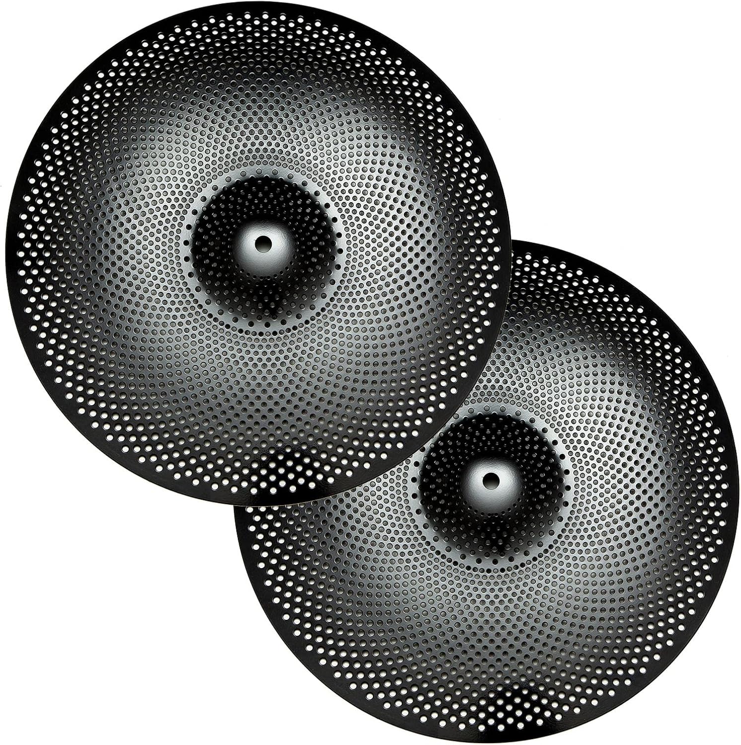 Platillos Hi Hat de bajo volumen, par de platillos Hi Hat de 14 pulgadas, platillos silenciosos HiHat (14 pulgadas, negro)
