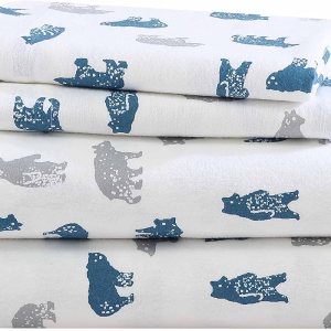 Eddie Bauer – Juego de sábanas de tamaño individual XL, de franela de algodón, cepillado para mayor suavidad, acogedora decoración para el hogar Eddie Bauer – Juego de sábanas de tamaño individual XL, de franela de algodón, cepillado para mayor suavidad, acogedora decoración para el hogar