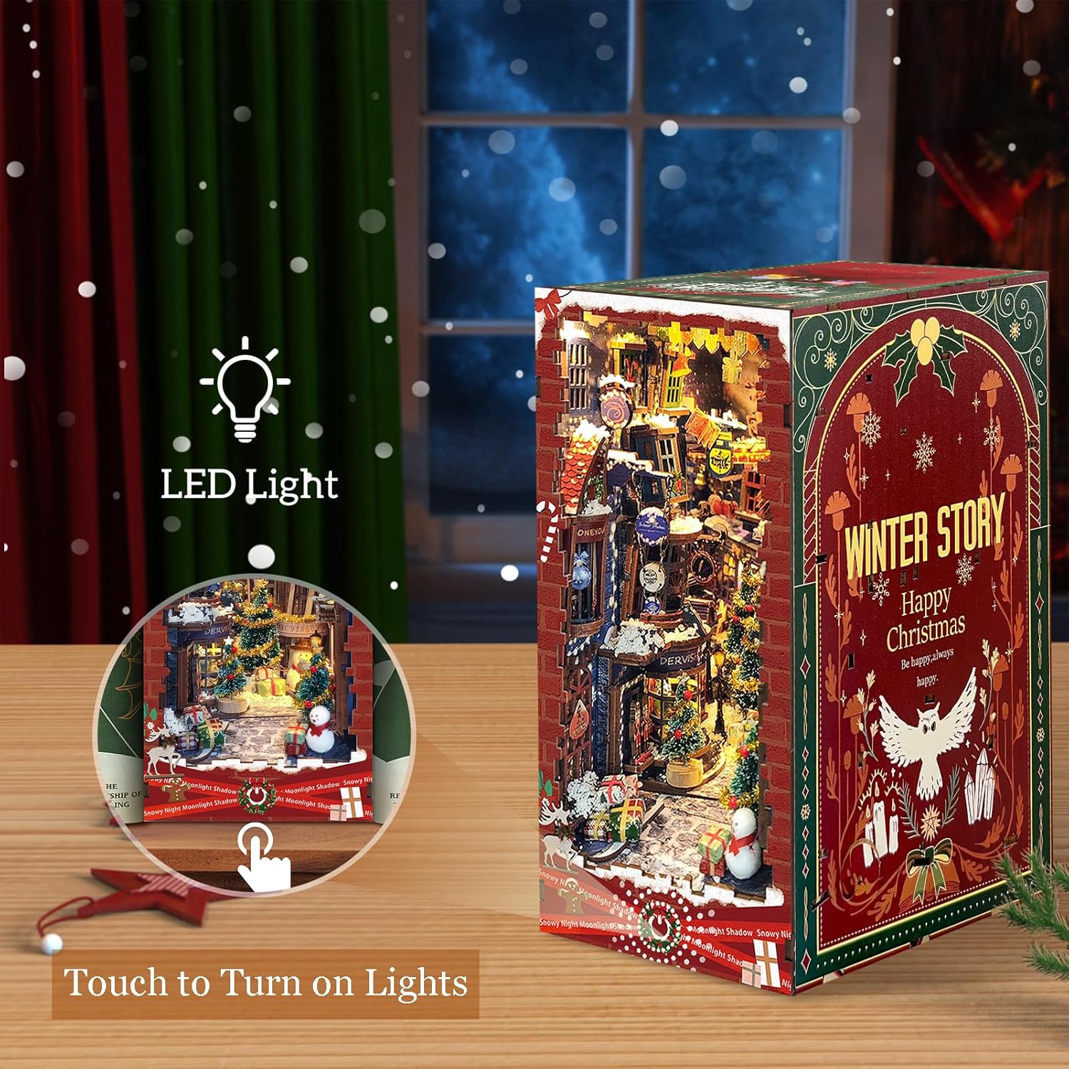 Kits de rincón de libros de bricolaje de Navidad para adultos – Casa de muñecas de madera