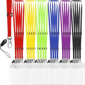 Seajan Juego de 24 cordones ajustables para crucero con soporte para tarjetas de identificación impermeable, coloridos cordones transparentes para Seajan Juego de 24 cordones ajustables para crucero con soporte para tarjetas de identificación impermeable, coloridos cordones transparentes para