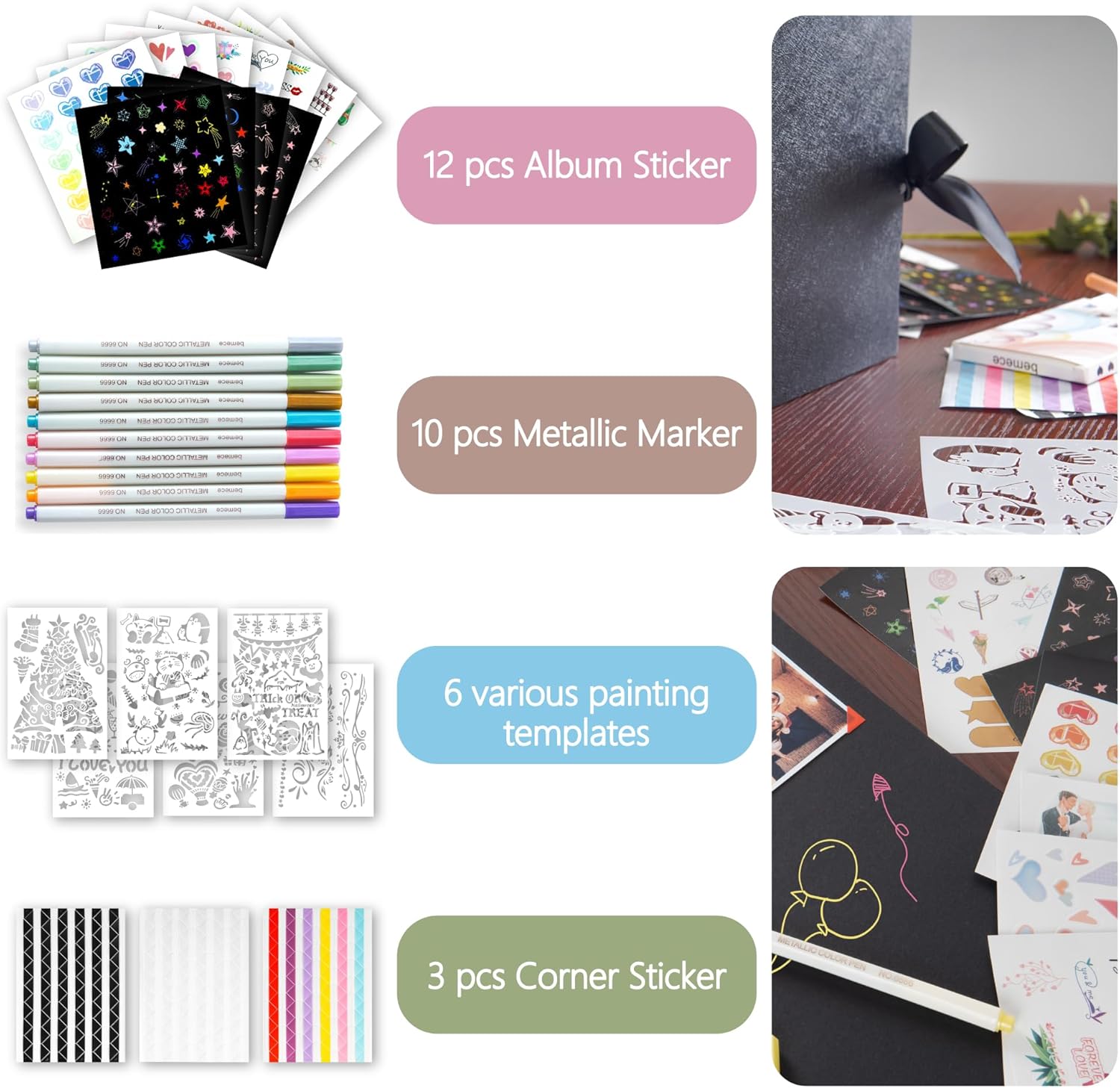 bemece Álbum de recortes, 12.6 x 8.3 pulgadas, 80 páginas extra grande, álbum de fotos, álbum de recortes, papel de manualidades, álbum grueso hecho