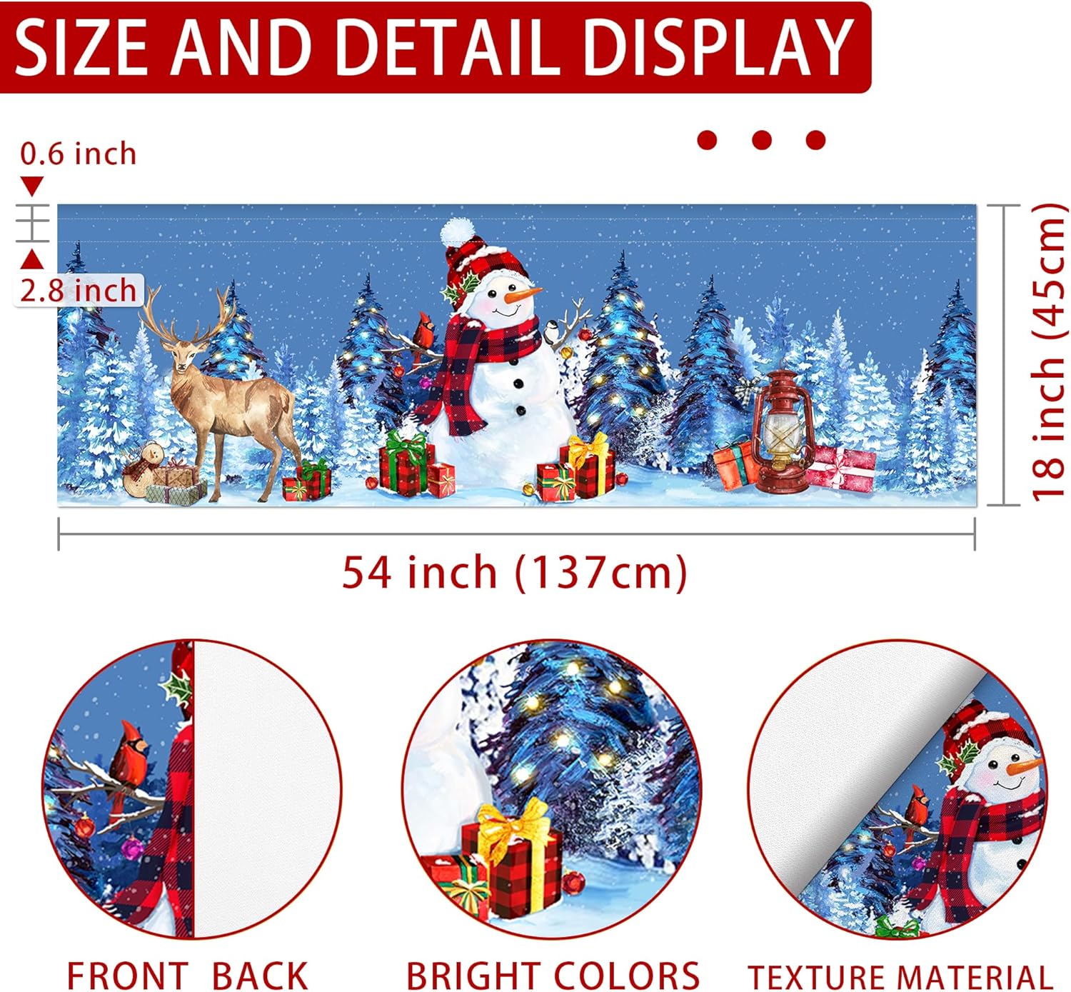 Cortina de cenefa de Navidad de muñeco de nieve para cocina, 18 x 54 pulgadas, decoración de ventana de cocina, cenefas de invierno de ciervos para