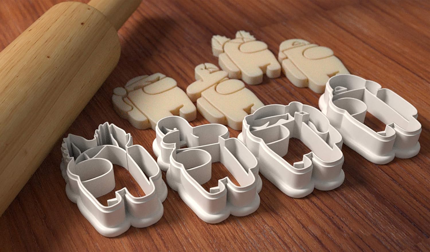 Among Us Cookie Cutter Set – Woolf ears – Flamingo – Bandanna – Baseball hat – Cookie Cutter and Fondant Cutter and Clay Cutter