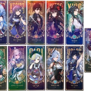 Genshin Impact – Marcadores de tarjetas de regalo, 6.3 x 2.55 pulgadas, marcadores de tarjetas de papel de impresión láser para colección o uso de Genshin Impact – Marcadores de tarjetas de regalo, 6.3 x 2.55 pulgadas, marcadores de tarjetas de papel de impresión láser para colección o uso de