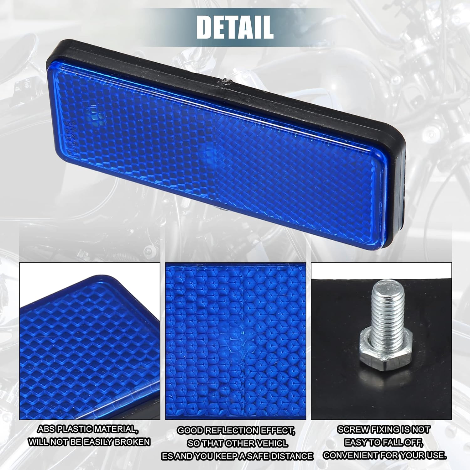X AUTOHAUX Reflector universal de forma rectangular para latas de basura de motocicleta, remolque, camión y bicicleta, 4 unidades, color azul