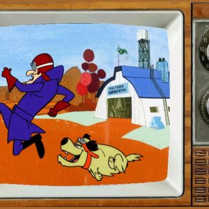 Dick Dastardly & Muttley TV – Imán para nevera (2 x 3 pulgadas), diseño de dibujos animados para el refrigerador nostálgico retro Dick Dastardly & Muttley TV – Imán para nevera (2 x 3 pulgadas), diseño de dibujos animados para el refrigerador nostálgico retro