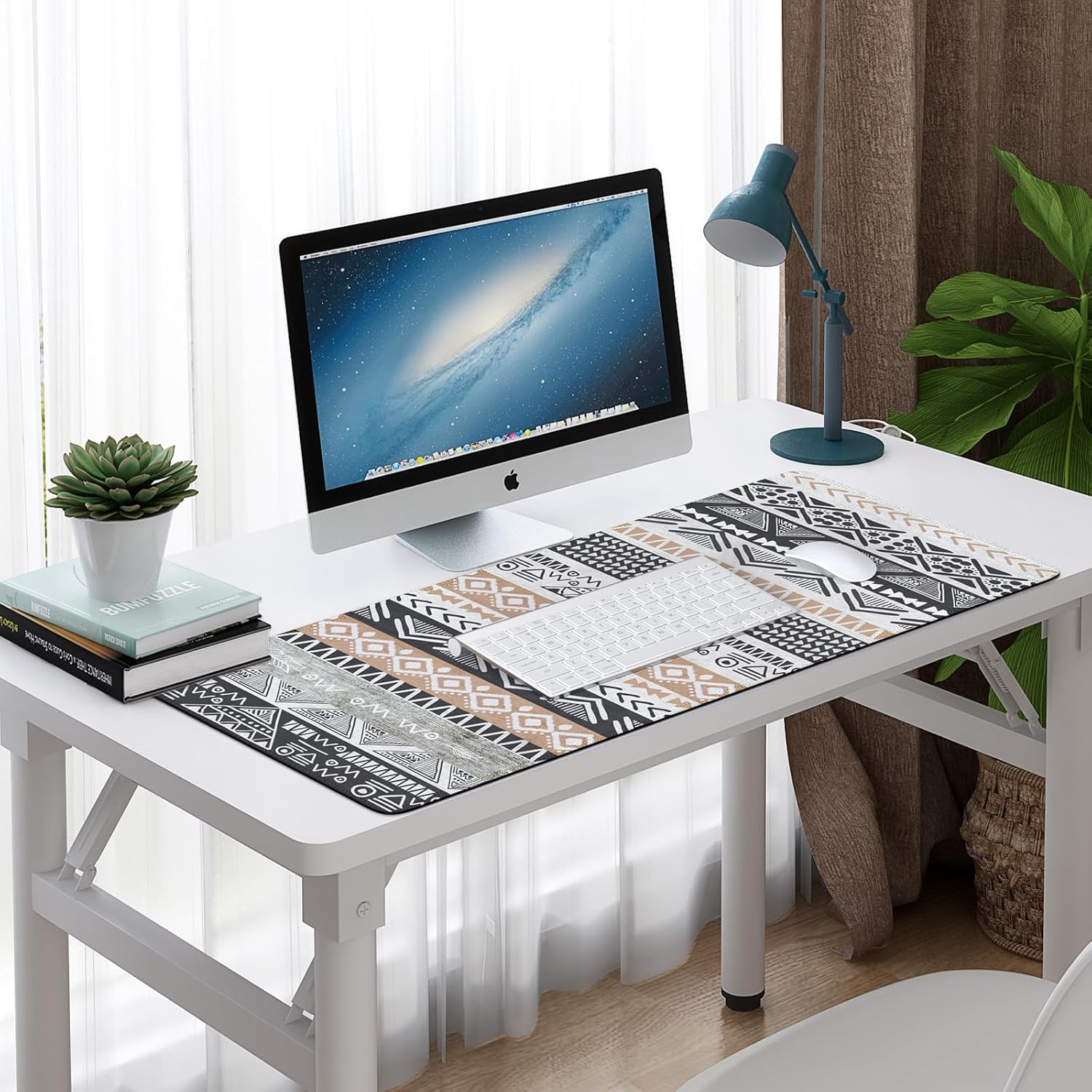 iLeadon Tapete de escritorio, tapete grande bohemio para mouse para escritorio, alfombrilla de teclado extendida XXL, alfombrilla de mouse para