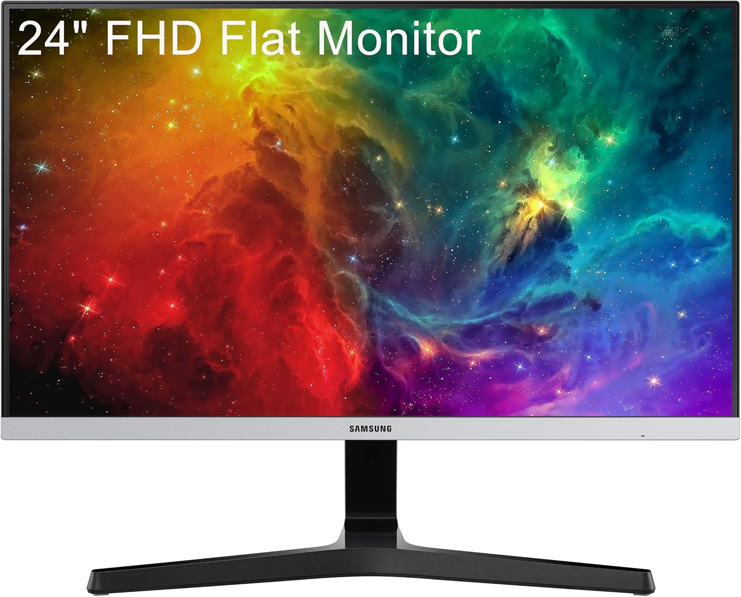 SAMSUNG Monitor LS24R LED FHD AMD FreeSync de 24 pulgadas con diseño sin bisel, negro – 23.8″ 1080P 169 75Hz, panel VA, HDMI, D-sub, relación de