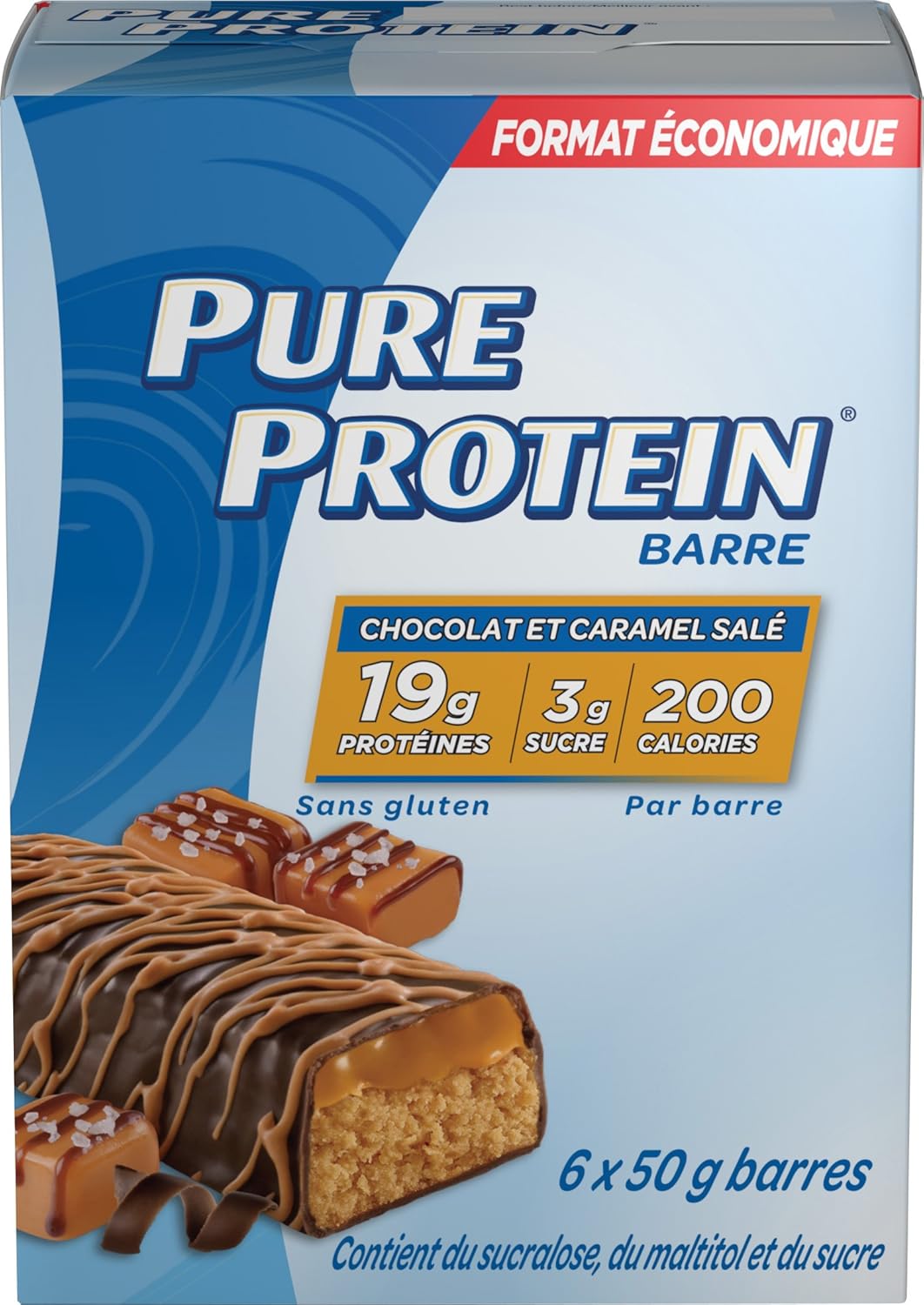Pure Protein Barras de proteína sin gluten, aperitivos, caramelo salado y chocolate, 1.76 oz1.8 oz, 6 unidades