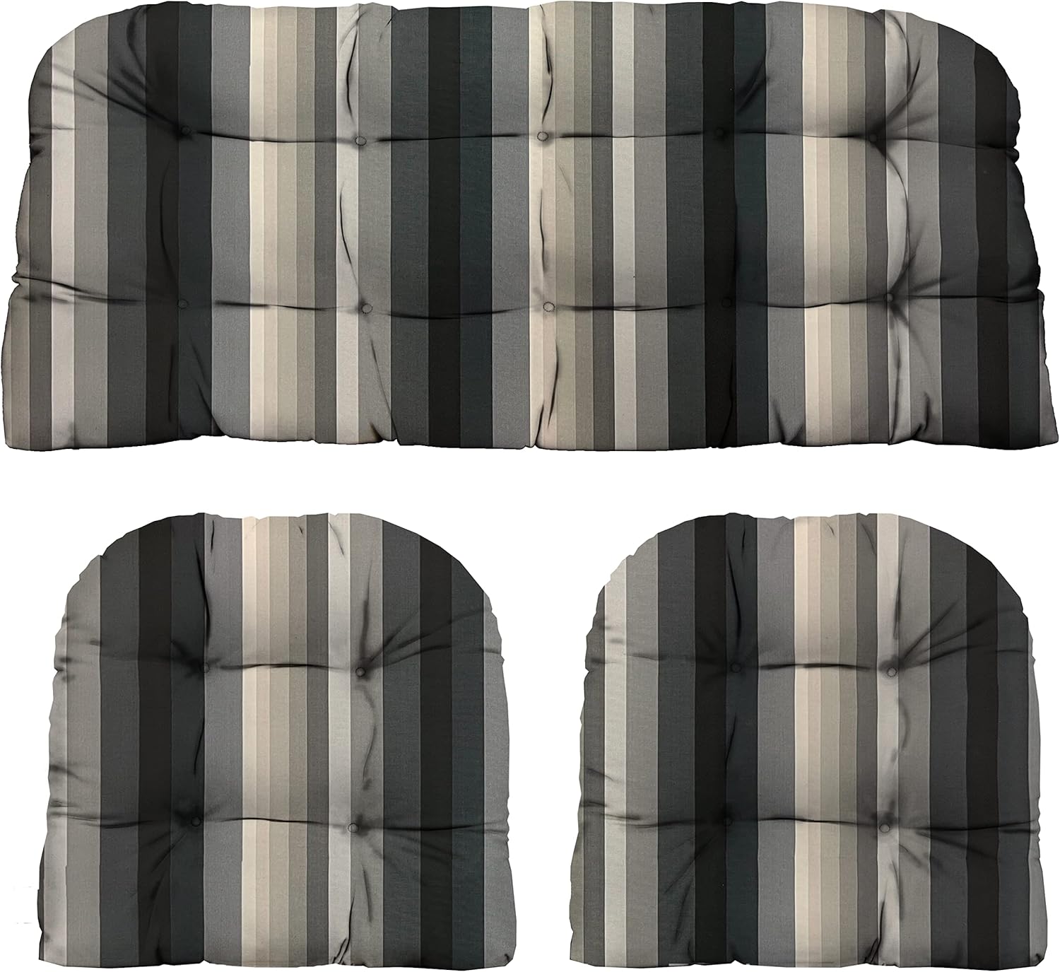RSH Décor Juego de 3 piezas de sofá de mimbre copetudo y cojín para silla  Tela de poliéster para interiores y exteriores  Reversible  1 sofá
