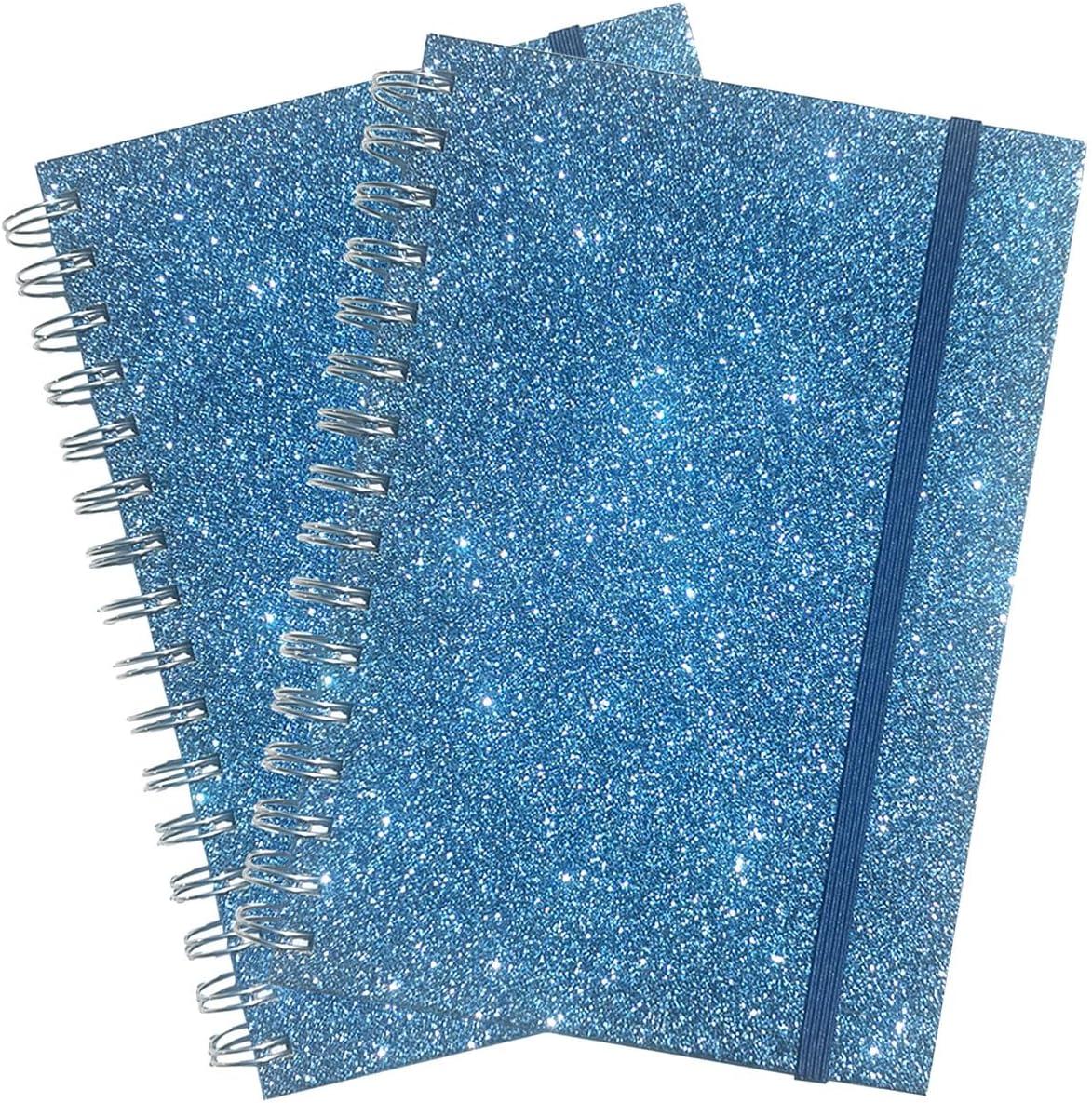 Twinkle Cuaderno de espiral, paquete de 2 cuadernos de espiral brillante, cuaderno a rayas de tapa dura, 90 hojas, 8.2 x 6 pulgadas