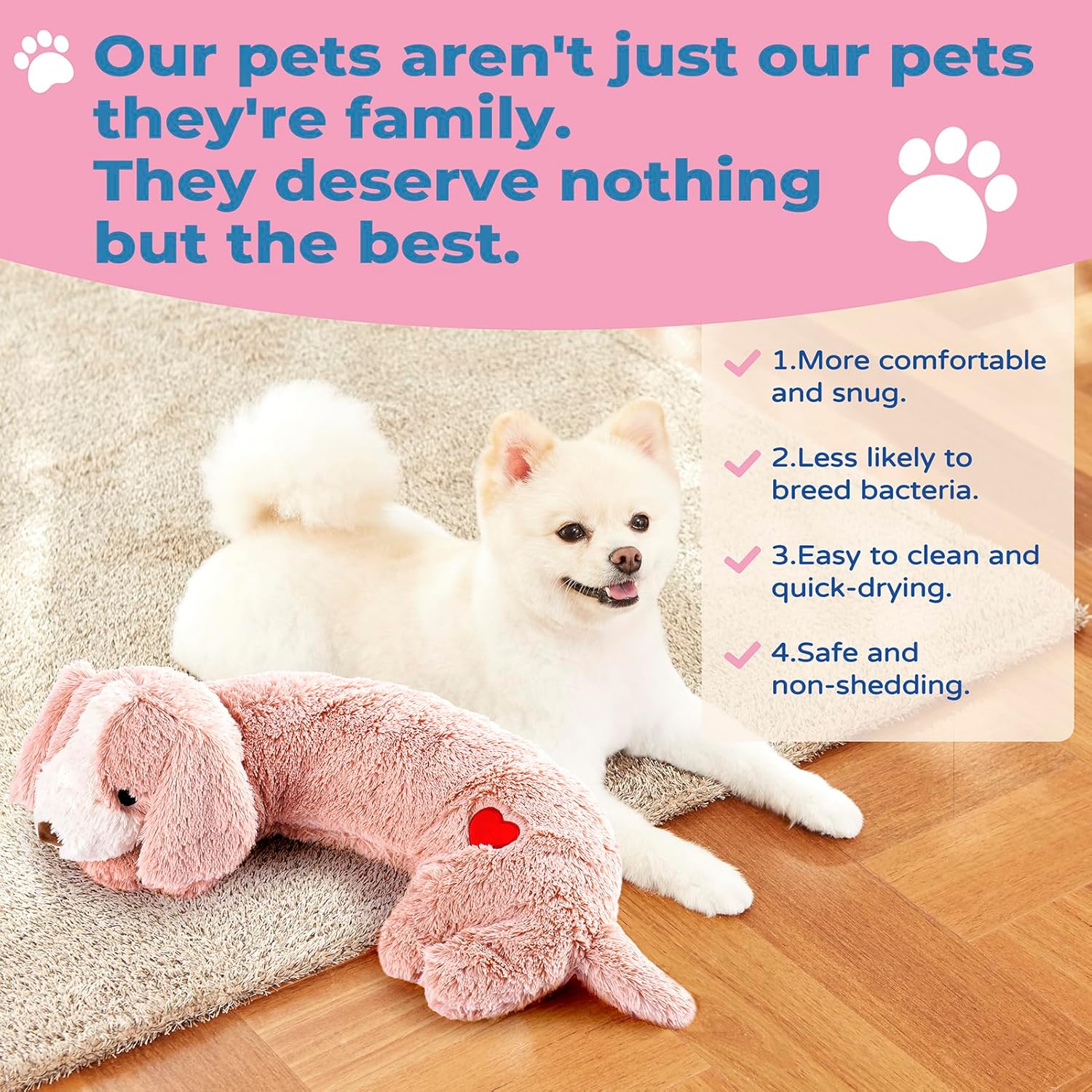Heartbeat – Juguete de peluche para cachorros con latido del corazón para ayudar a calmar el perro, juguete para aliviar la ansiedad de las