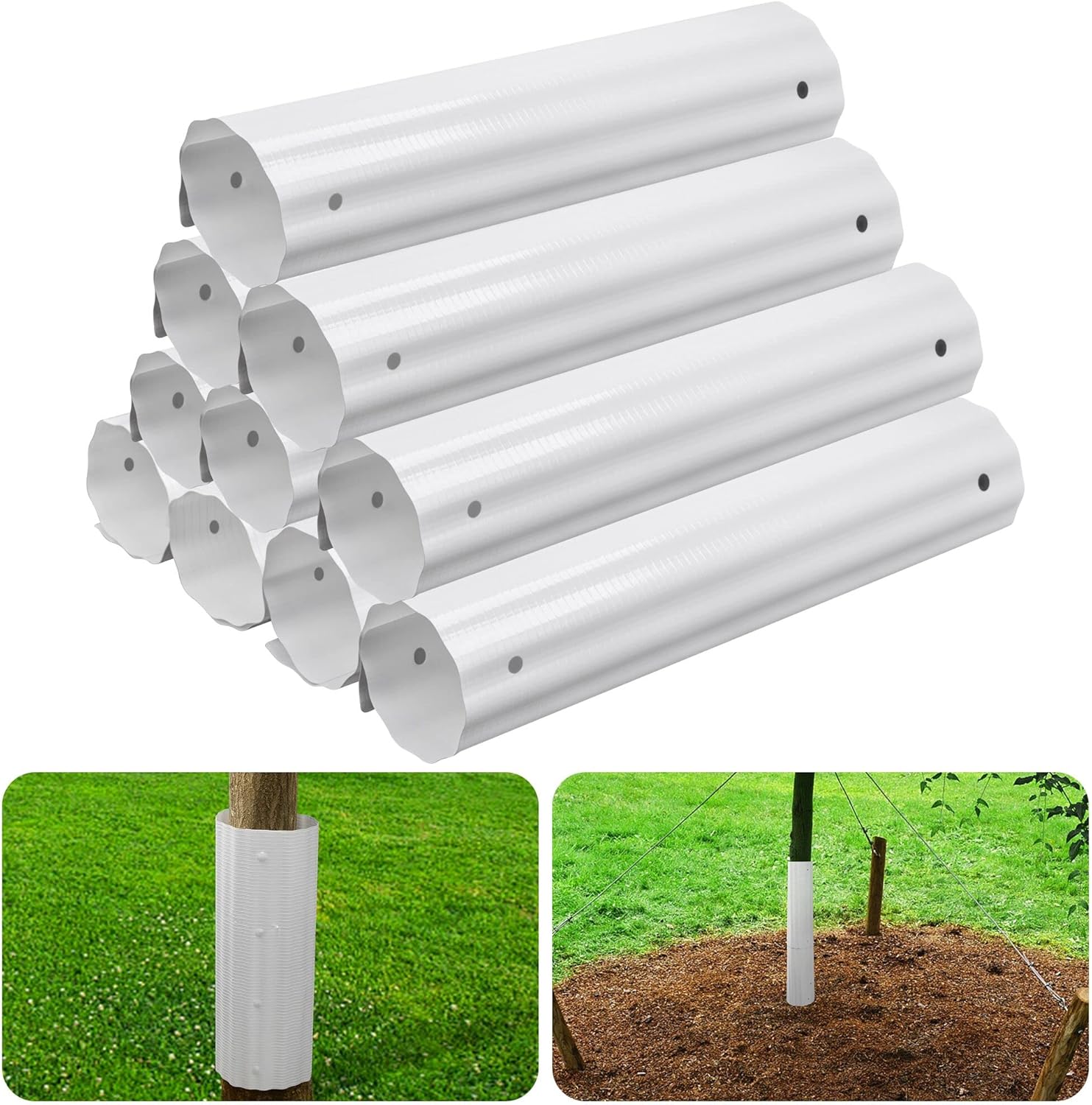 10 protectores de árboles, protector de tronco de árbol expandible, tubos de cultivo alrededor de la corteza del tronco para proteger árboles de