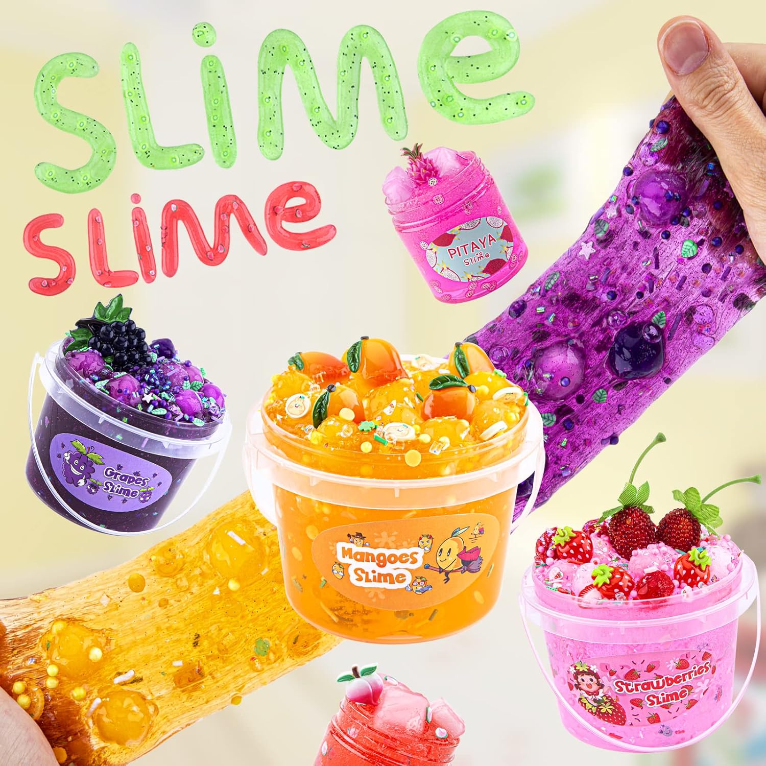 Clear Slime, kit de slime crujiente con 8 complementos, ideal para aliviar el estrés, recuerdo de fiesta para niños, cumpleaños, Navidad, Año Nuevo,