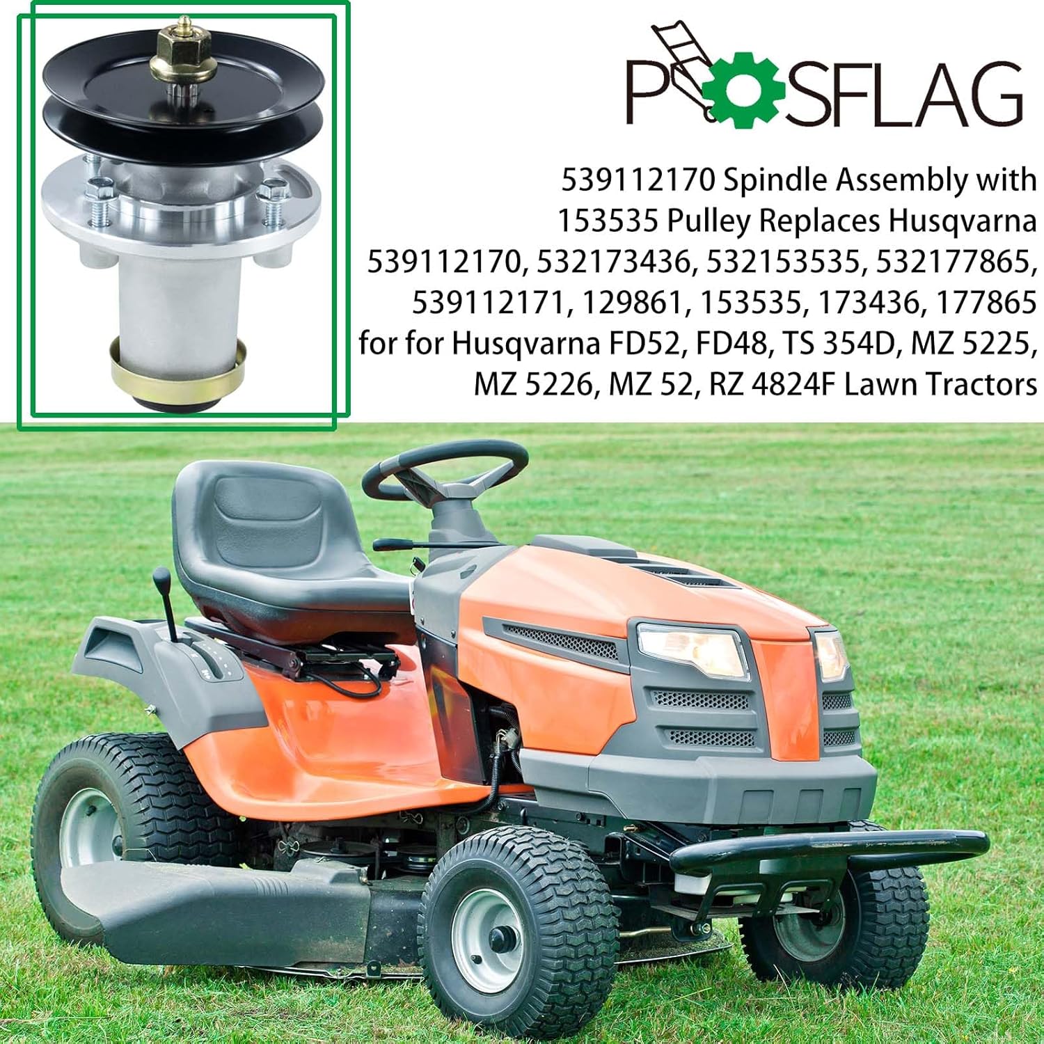 539112170 Conjunto de husillo con polea de husillo 153535 reemplaza 539112170 Husqvarna 539112170 Conjunto de mandril, polea 153535, 532173436,
